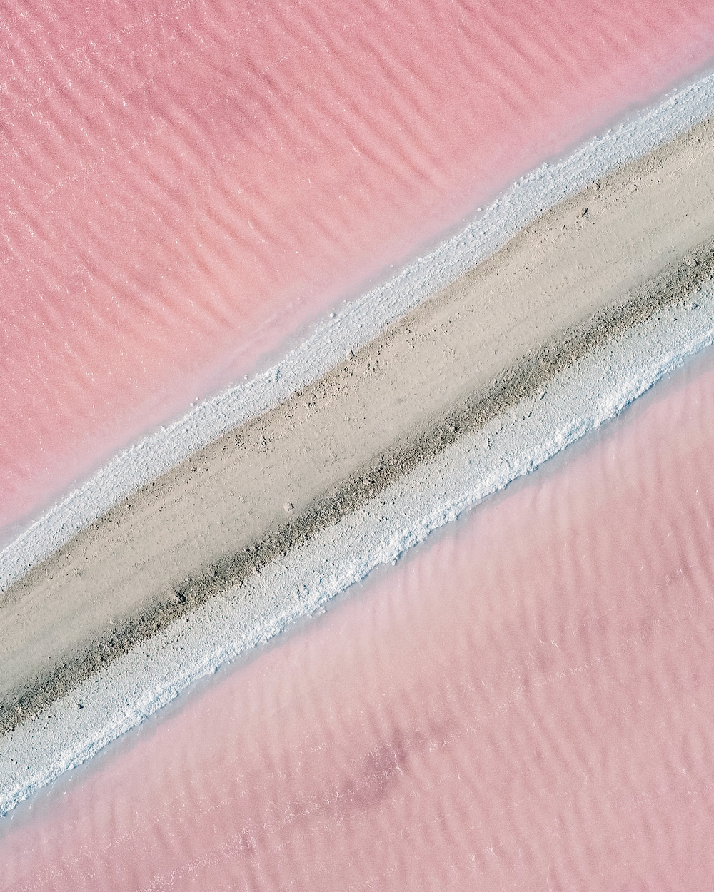 Pink salt pans seen by drone - Bonaire - ABC Islands