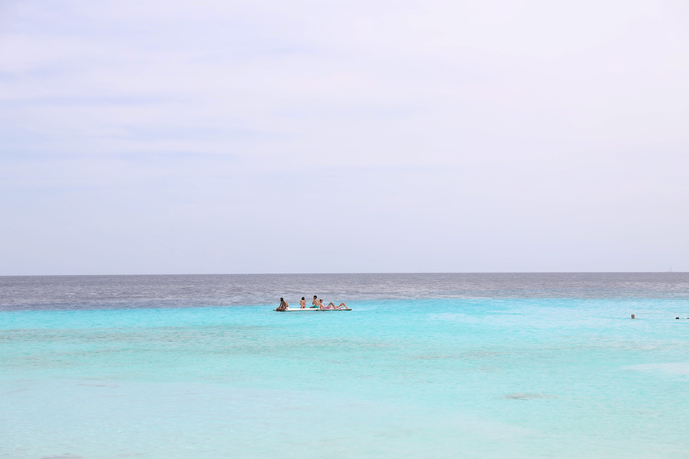 The turquoise water and the floating platform - Playa Porto Marie - Curaçao - ABC Islands