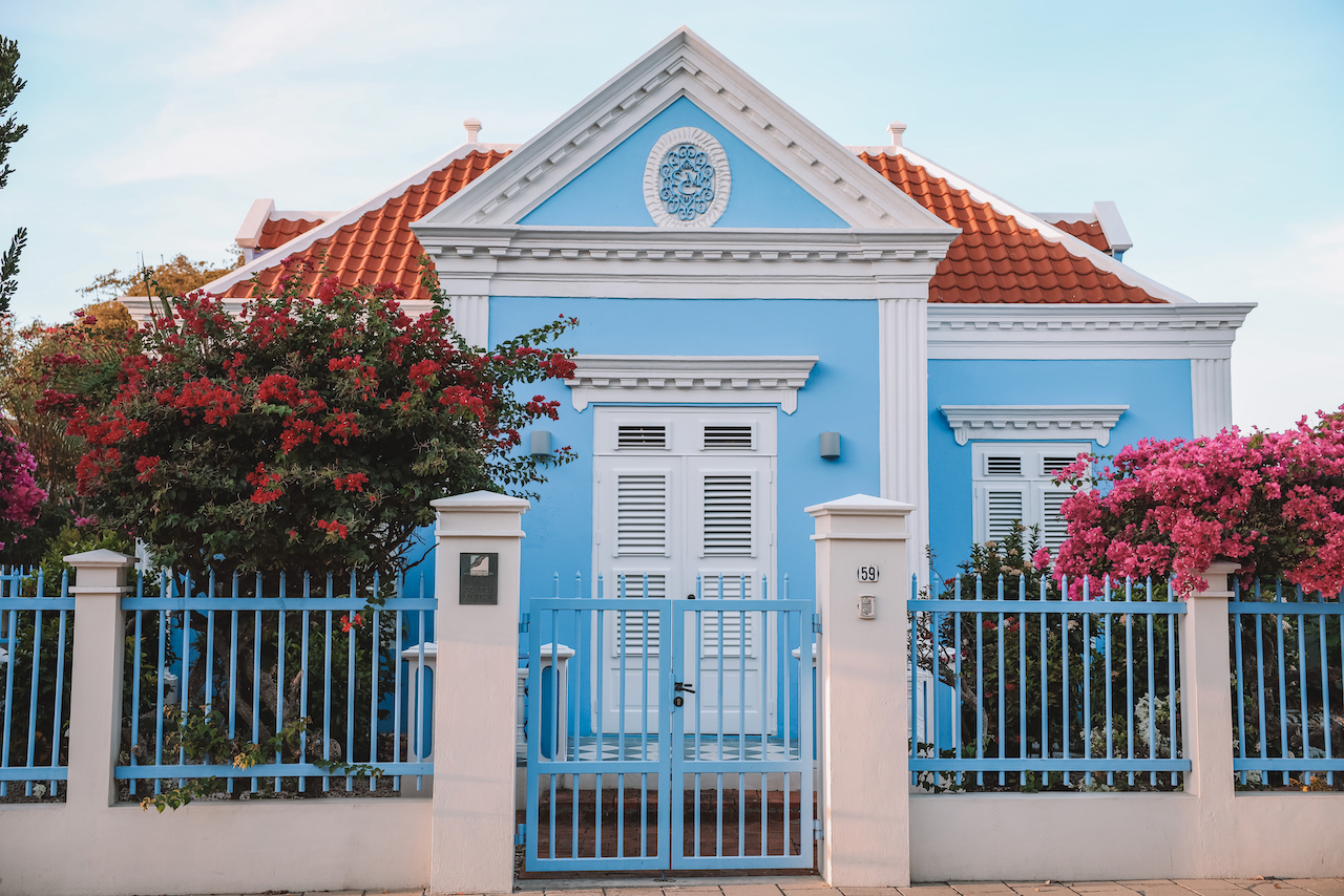 Beautiful blue house of Willemstad - Curaçao - ABC Islands
