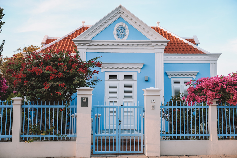 Beautiful blue house of Willemstad - Curaçao - ABC Islands