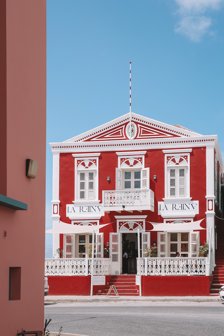 La Reina Cafe Red Building Facade - Willemstad - Curaçao - ABC Islands