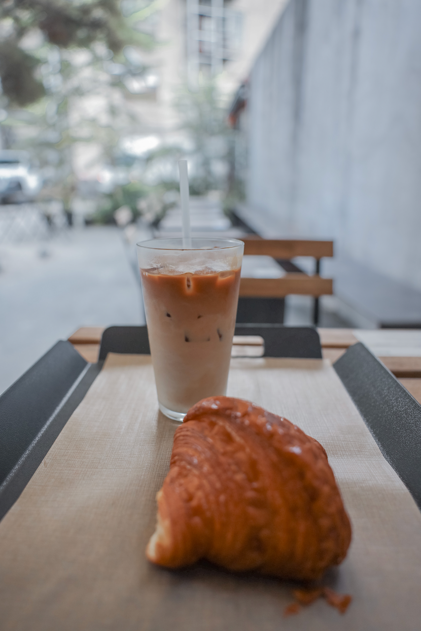 Pastries, coffee and croissant at Cafe Onion Anguk - Seoul - South Korea