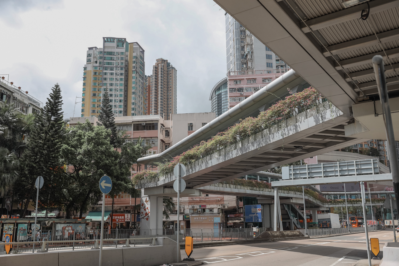 One of the green footbridges - Hong Kong