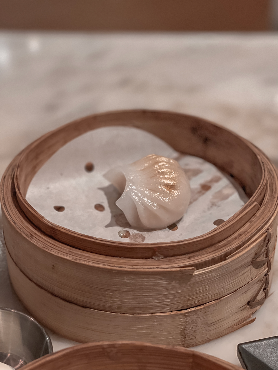 Cute little shrimp dumpling at Yum Cha - Hong Kong