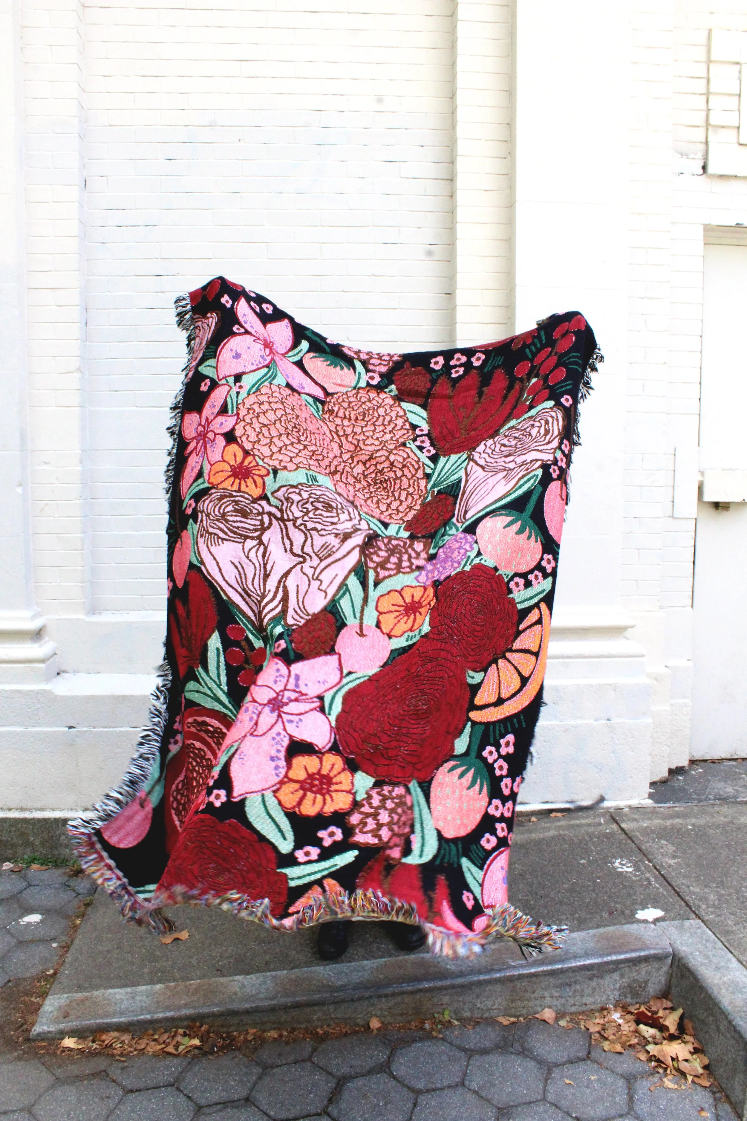 Tapestry Blanket fruity Floral Cherry Berry IMG_0219.JPG