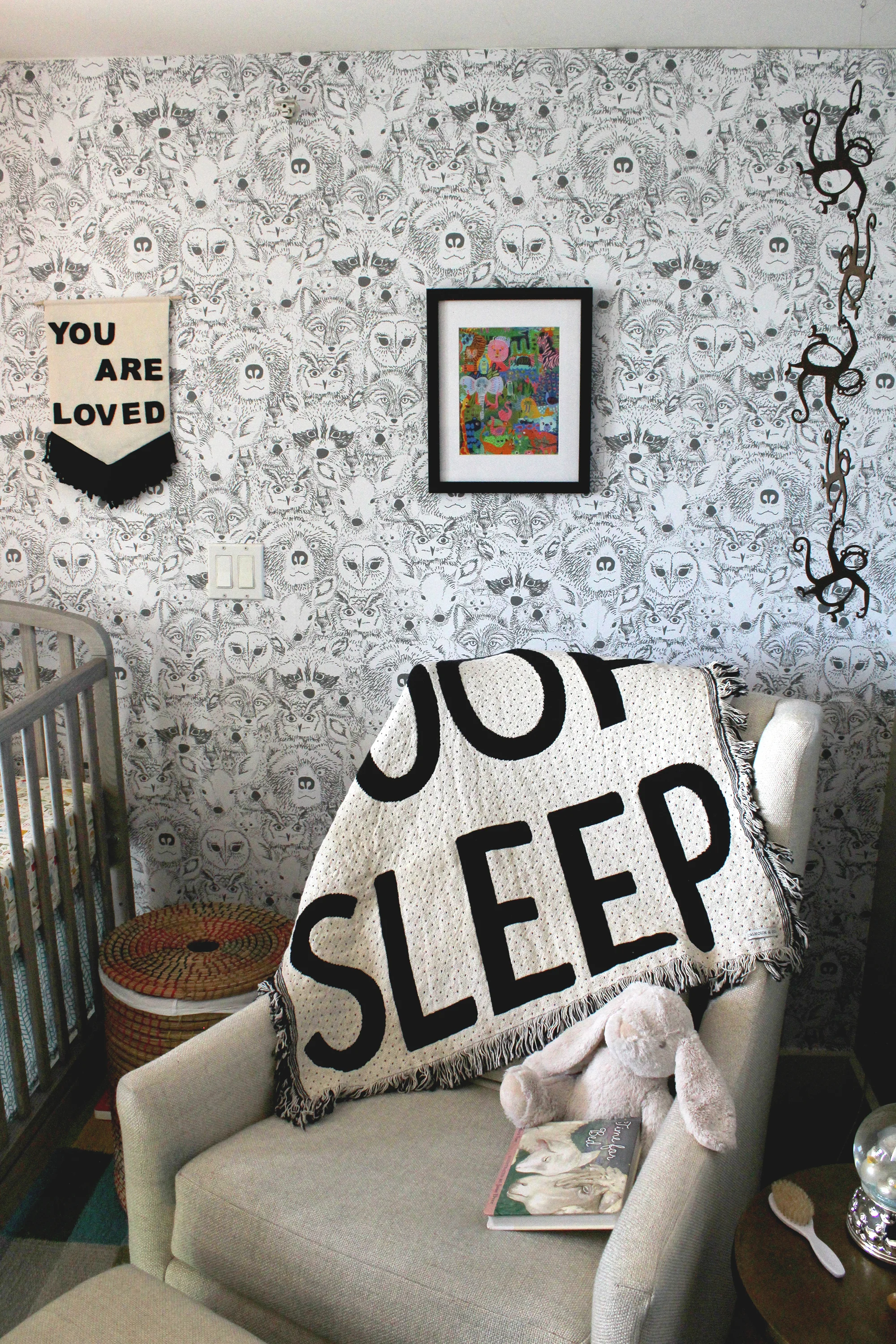 Black & White Cotton Throw - New York Baby Room - Eat Poop Sleep 