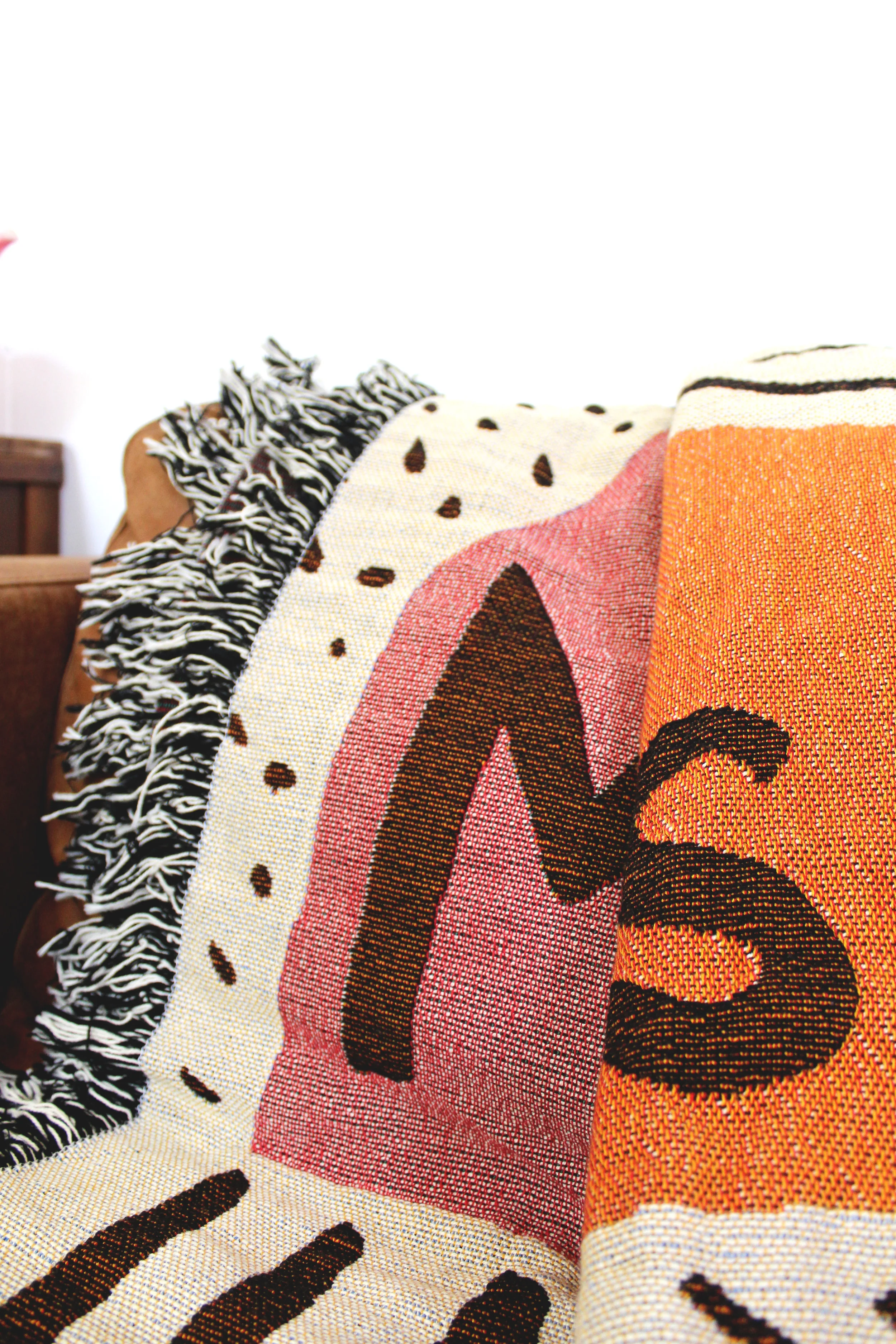Mi Casa Es Su Casa Blanket by Calhoun & Co. Pink Orange and Brown Blanket