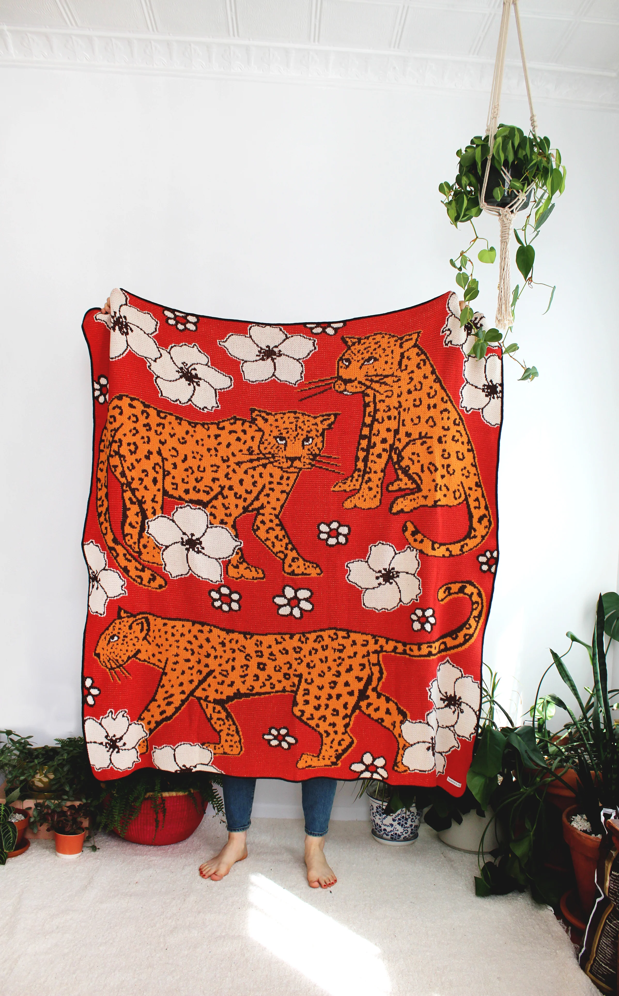 Leopard and Flower Blanket by Calhoun &amp; Co. Brooklyn NY