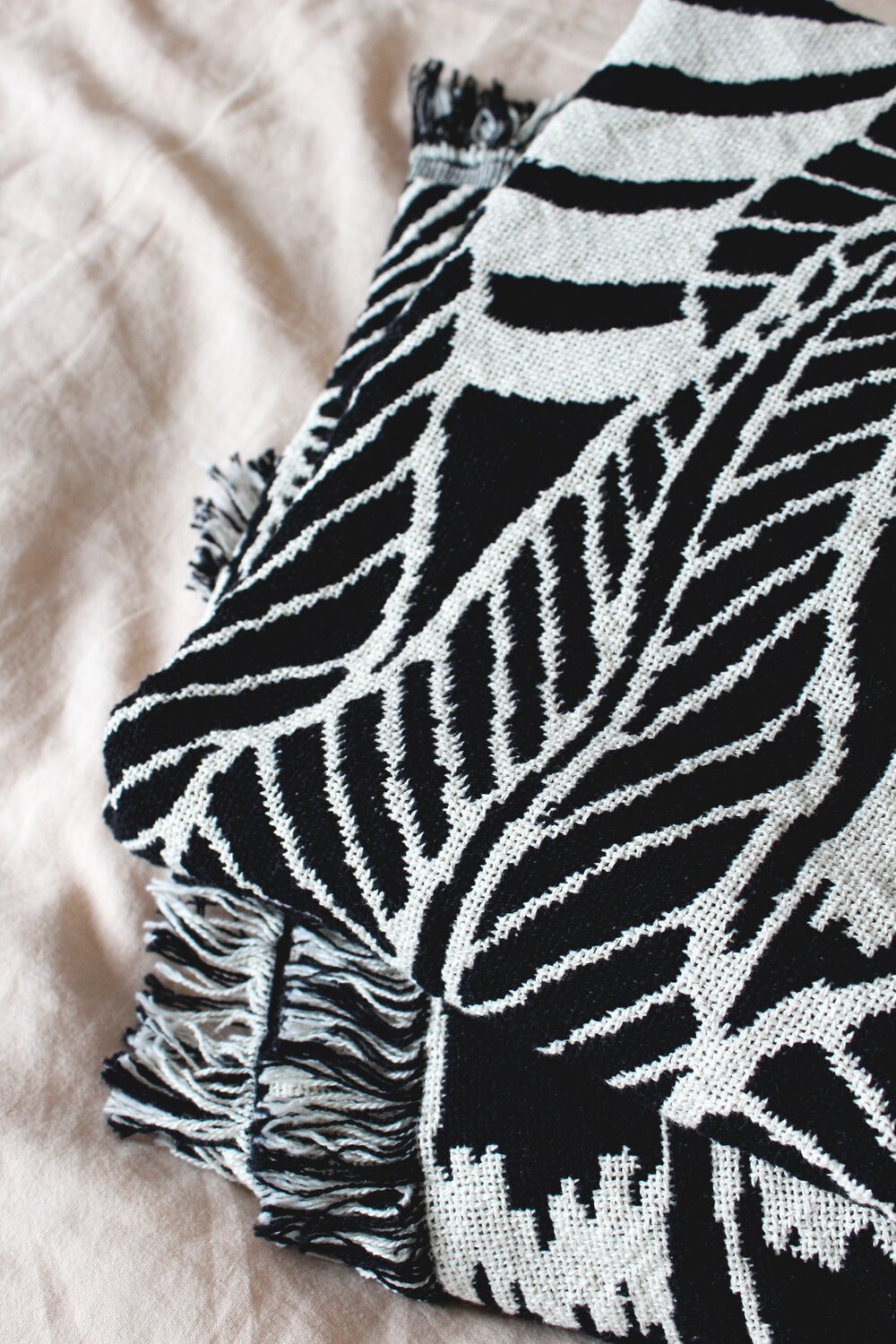 Black White Tropical Leaves And Plants Design Blankets And Throws Calhoun Co