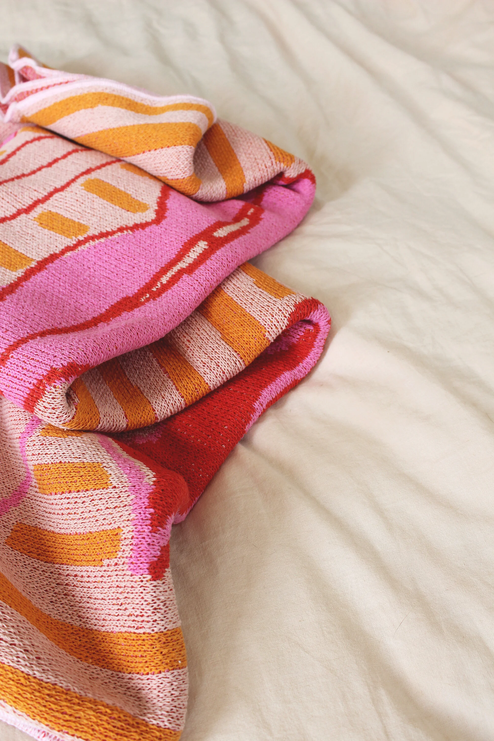 Lips Kisses and Stripes Pink and Yellow Blanket by Calhoun &amp; Co. Birthday Gift for Girlfriend