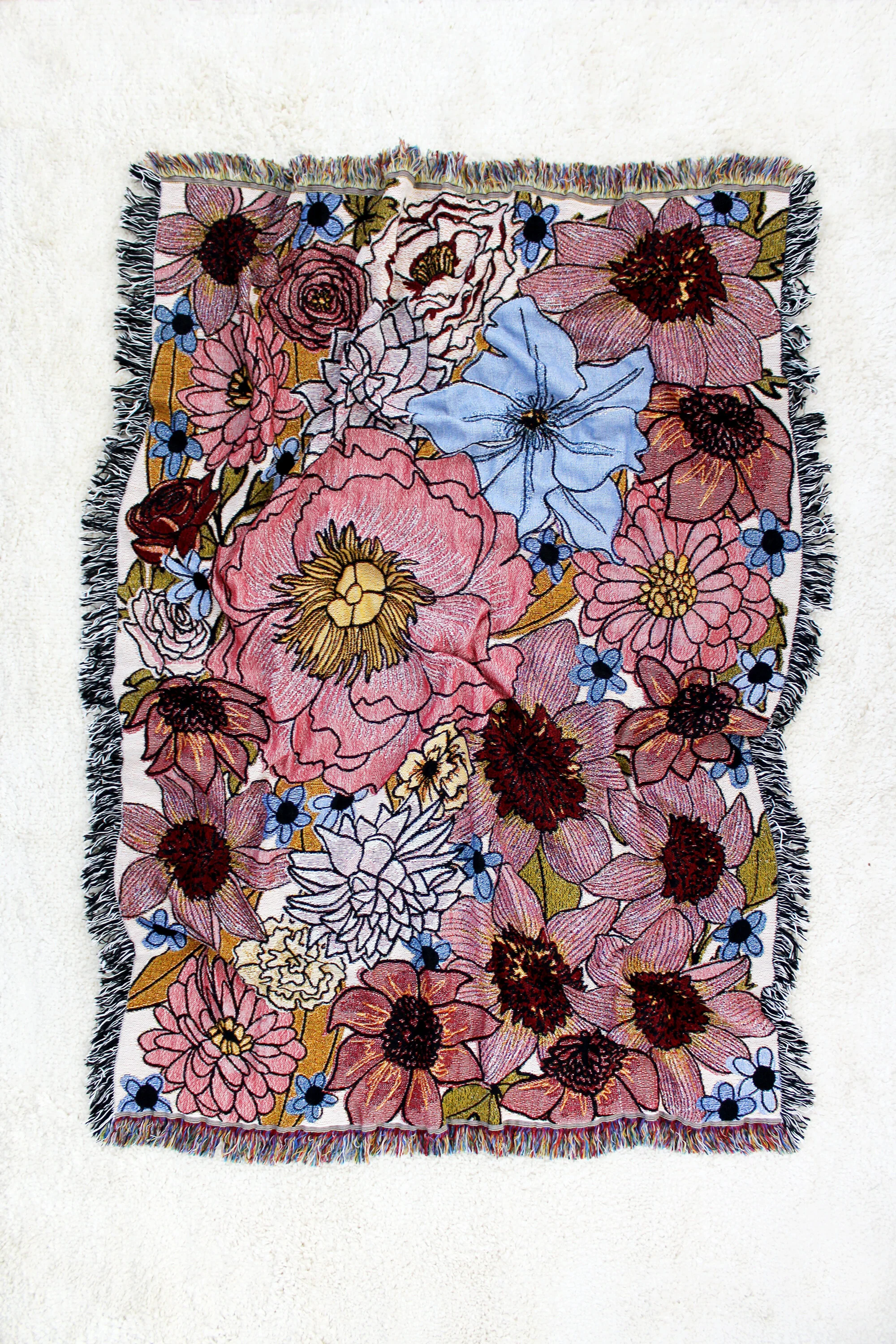 Dream Garden Flower Tapestry Blanket by Calhoun and Co. new york
