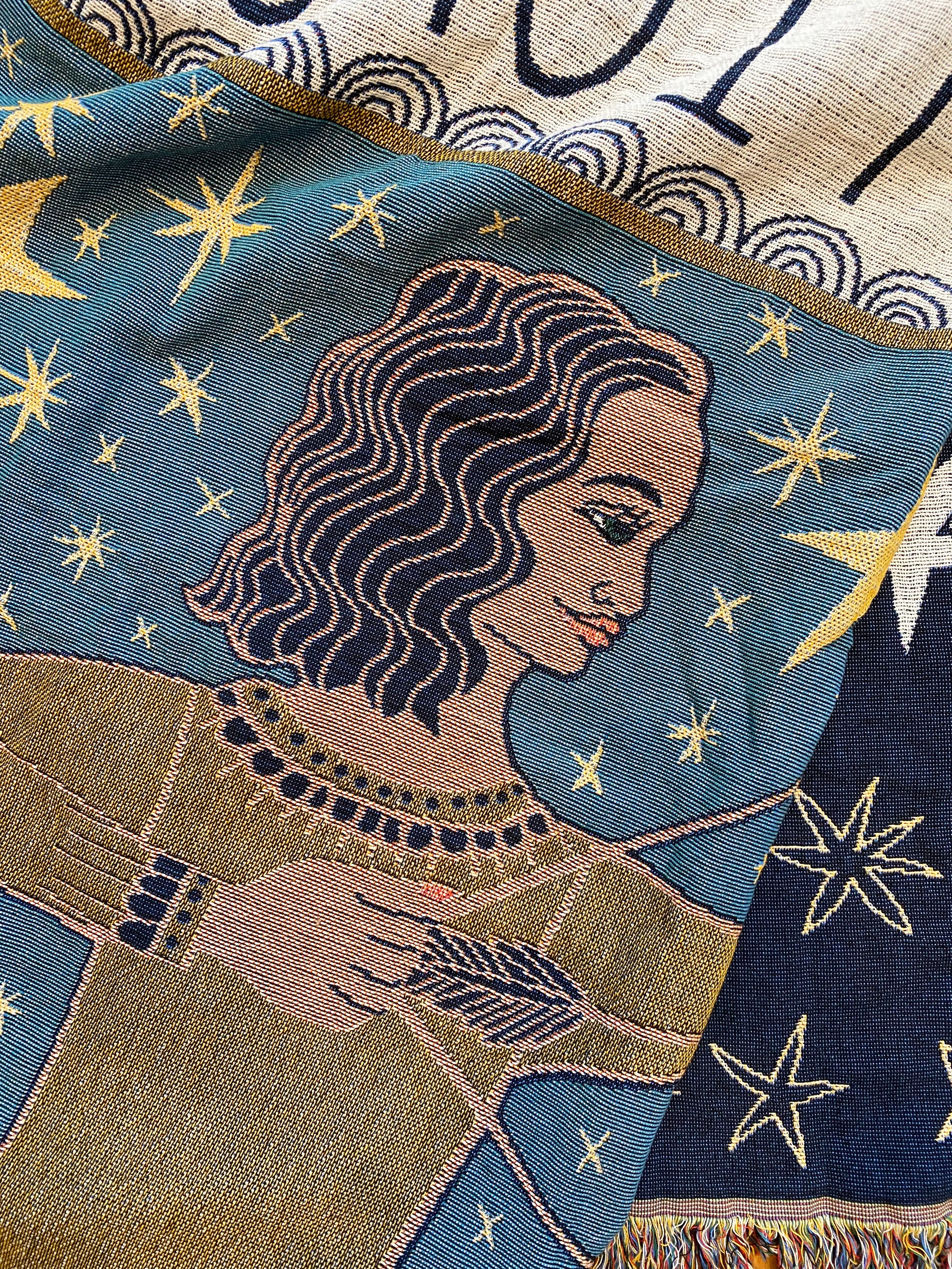 Zodiac Blanket by Calhoun & Co. - Dorm Room Decor Stars Astrology