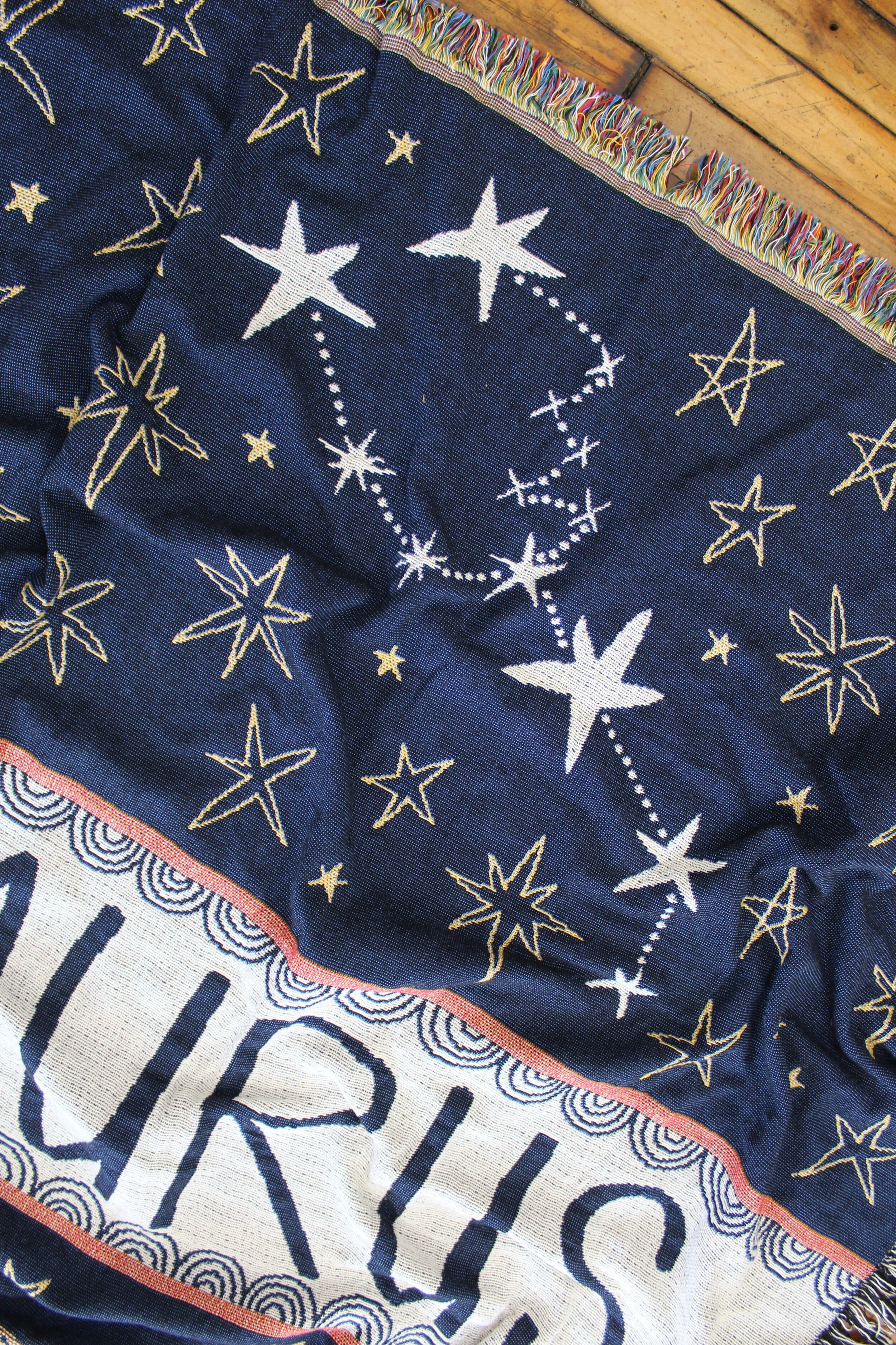 Zodiac Blanket by Calhoun & Co. - Dorm Room Decor Stars Astrology