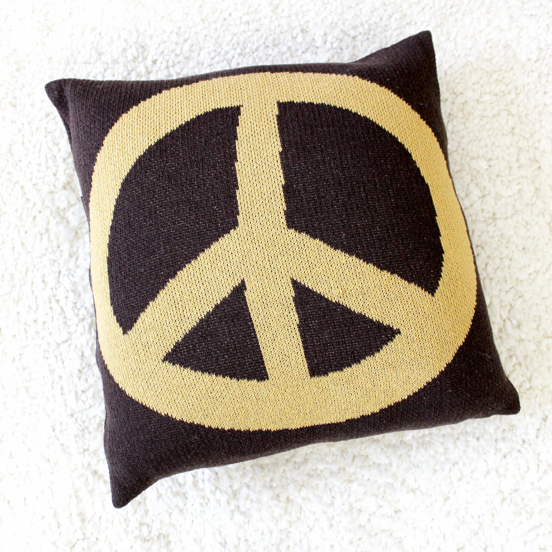 Peace Sign Pillow - Brown IMG_1959.JPG