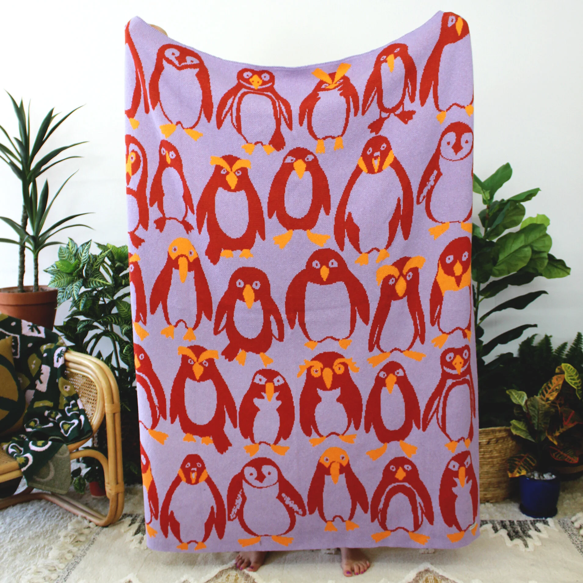 Penguin Knit Blanket Disco Ball IMG_2064.JPG