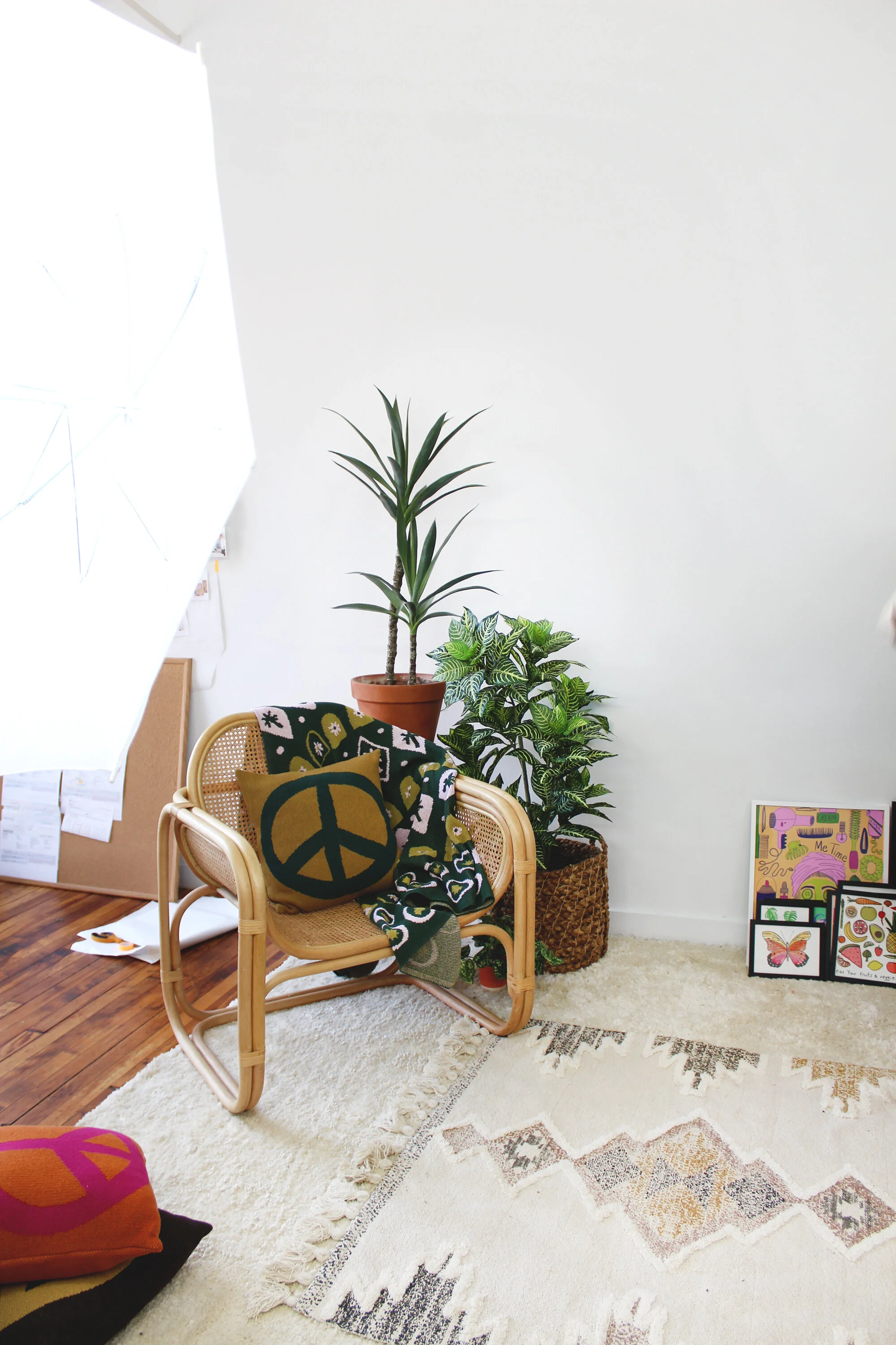 Peace Sign Pillow in Woodstock Green by Calhoun & Co.