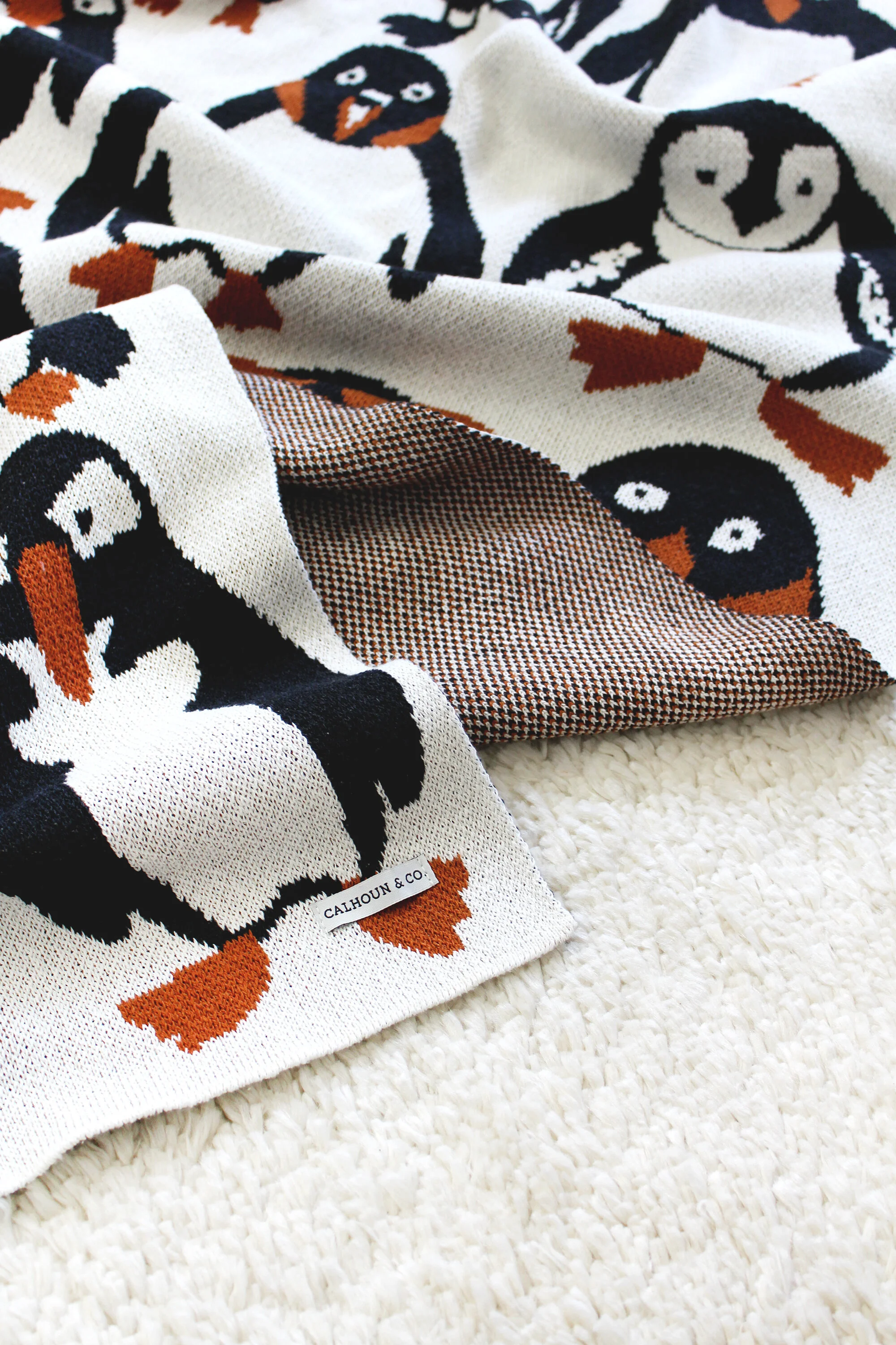 Penguins Black Tie Knit BlanketIMG_1948.JPG