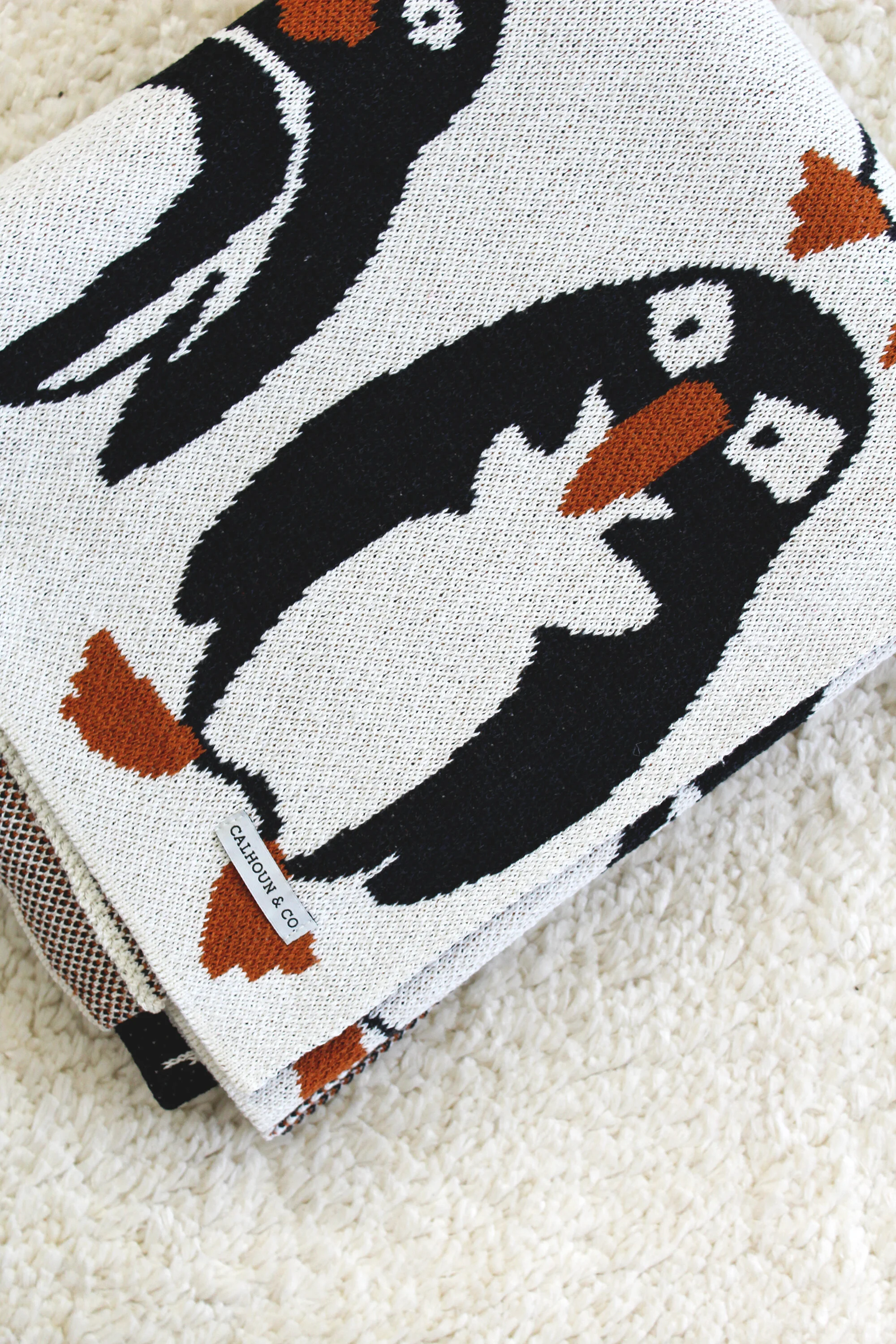 Penguins Black Tie Knit Blanket IMG_1954.JPG
