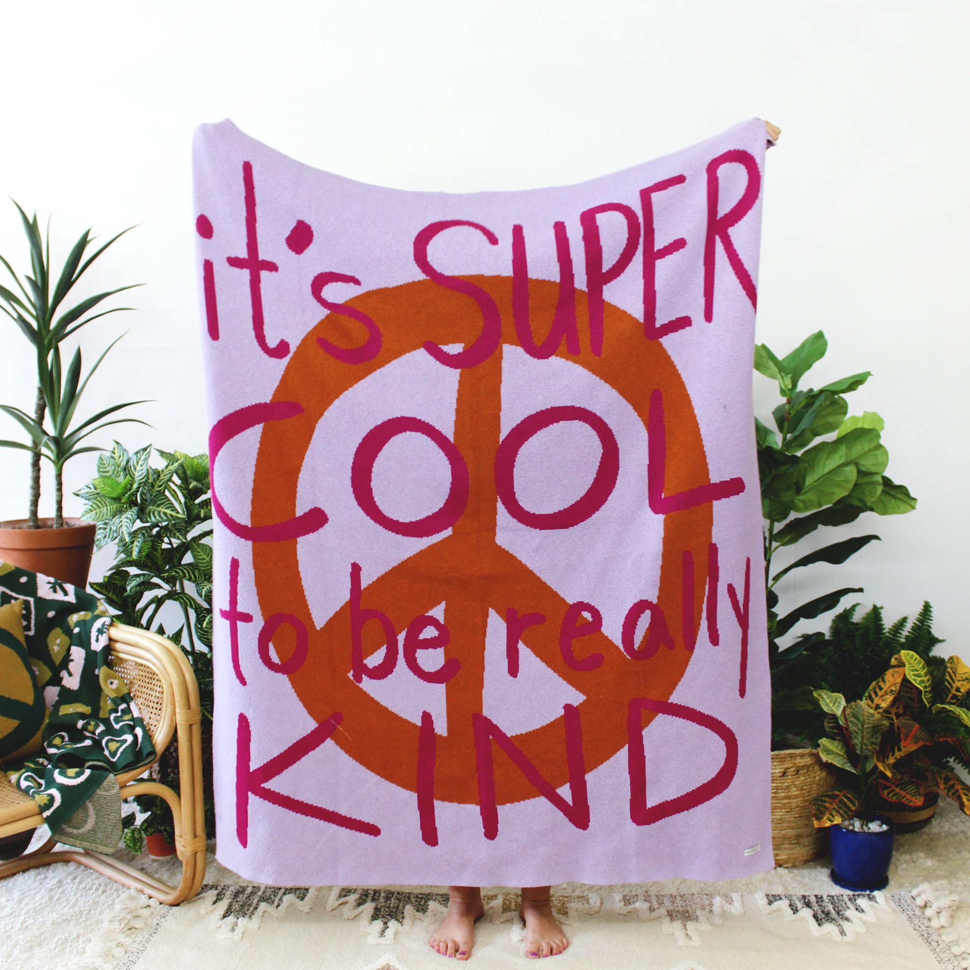 Cool To Be Kind Peace Sign Blanket by Calhoun &amp; Co.