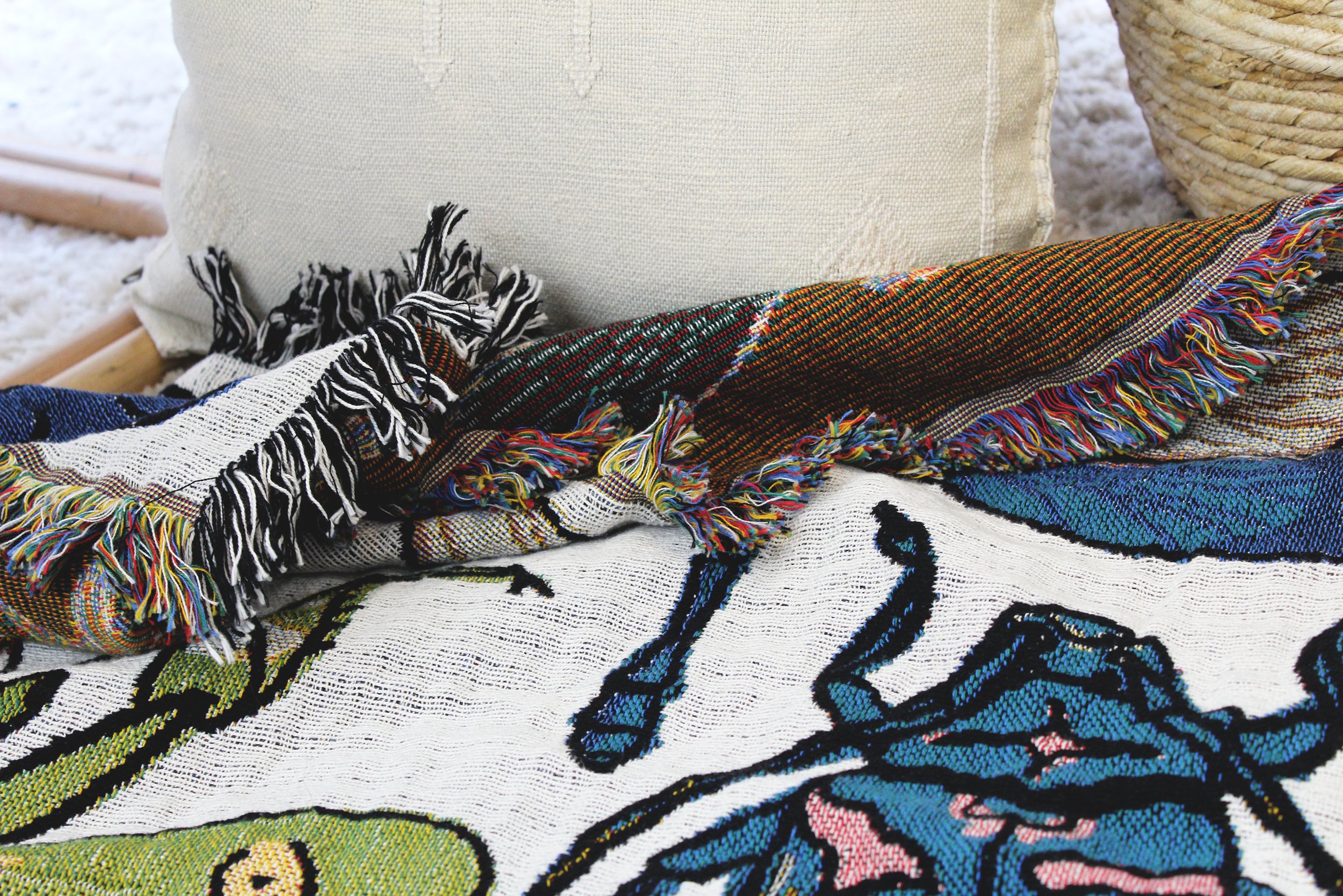 Insect Inspired Blanket Detail by Calhoun & Co. - Beetle Butterfly Praying Mantis Grasshopper Dragonfly Art Home Decor