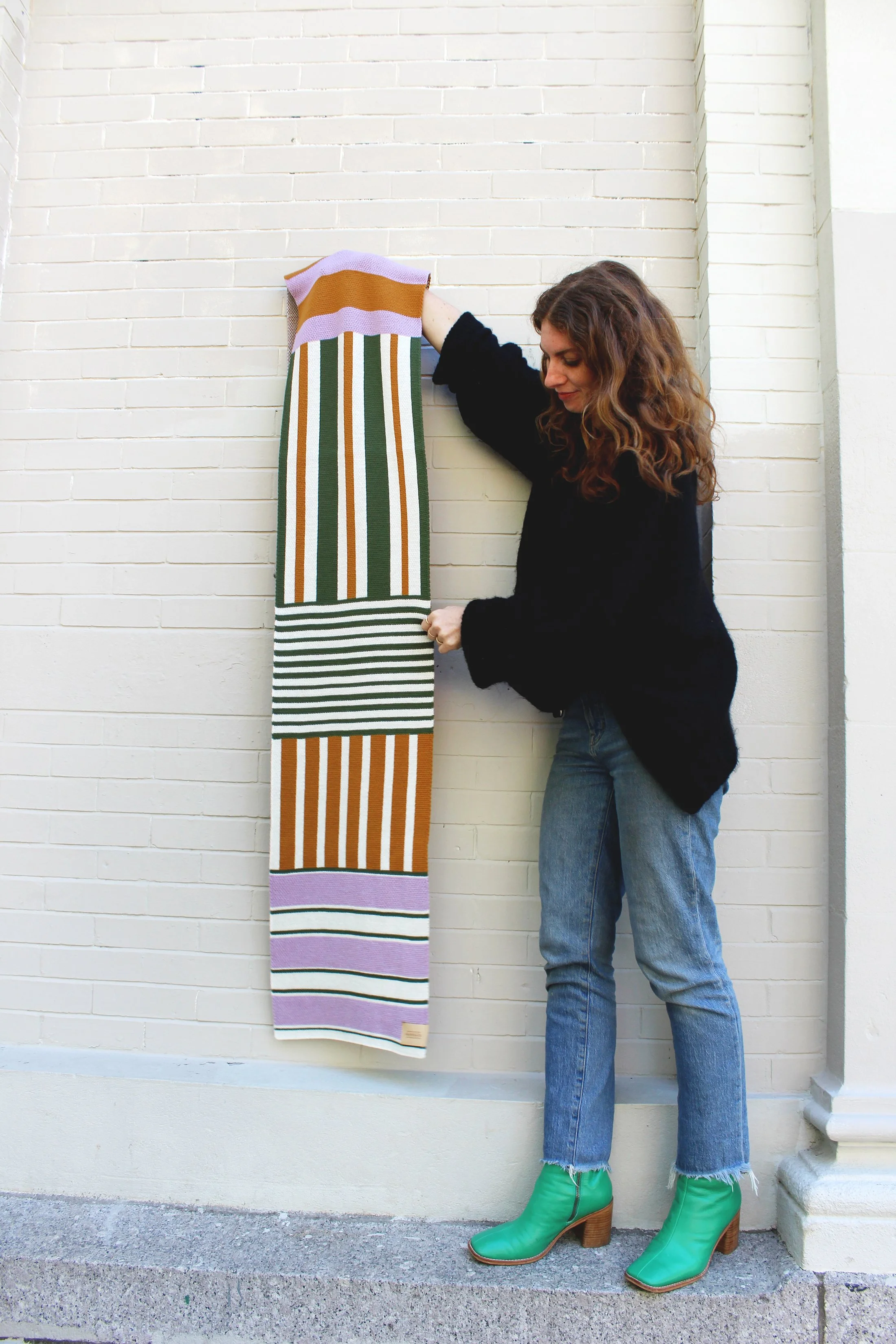 Merino Wool Scarf patchwork stripe IMG_5337.JPG
