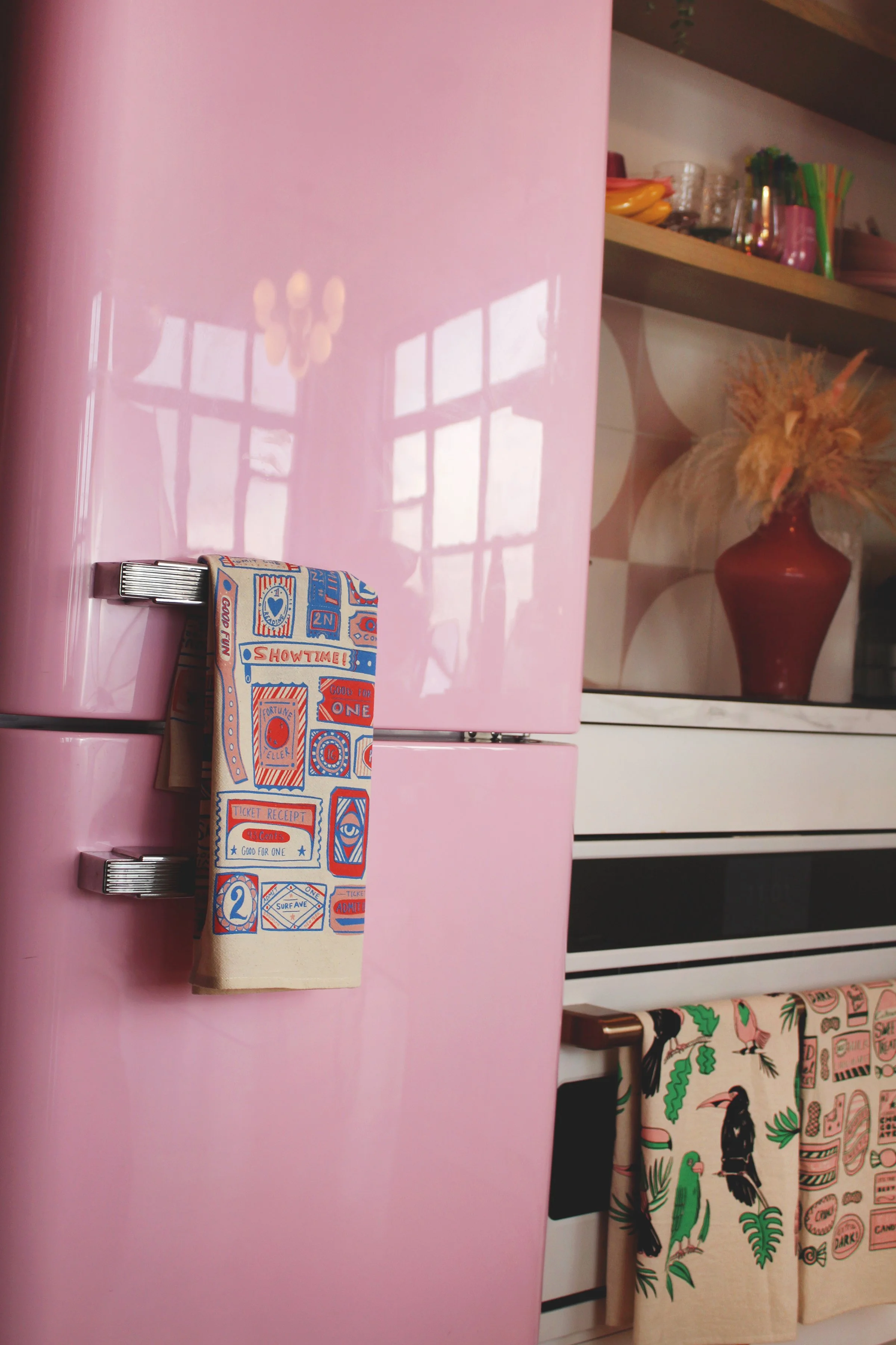 Admit One Ticket Stub Tea Towel by Calhoun & Co. Brooklyn NY Coney Island Vintage Carnival Circus Theme