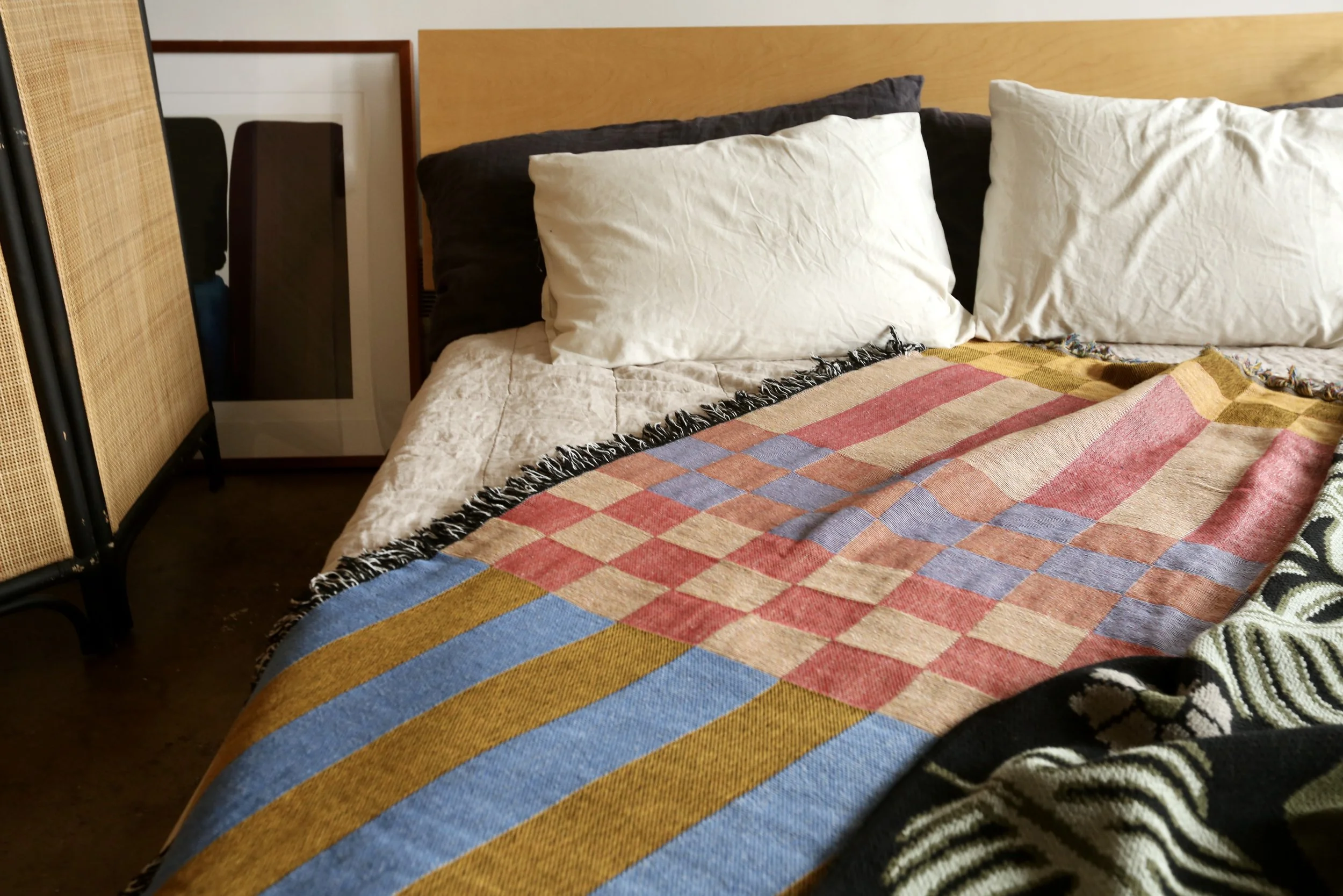 Checkered Stripe Blanket in Fort Tilden Queens Beach by Calhoun & Co.