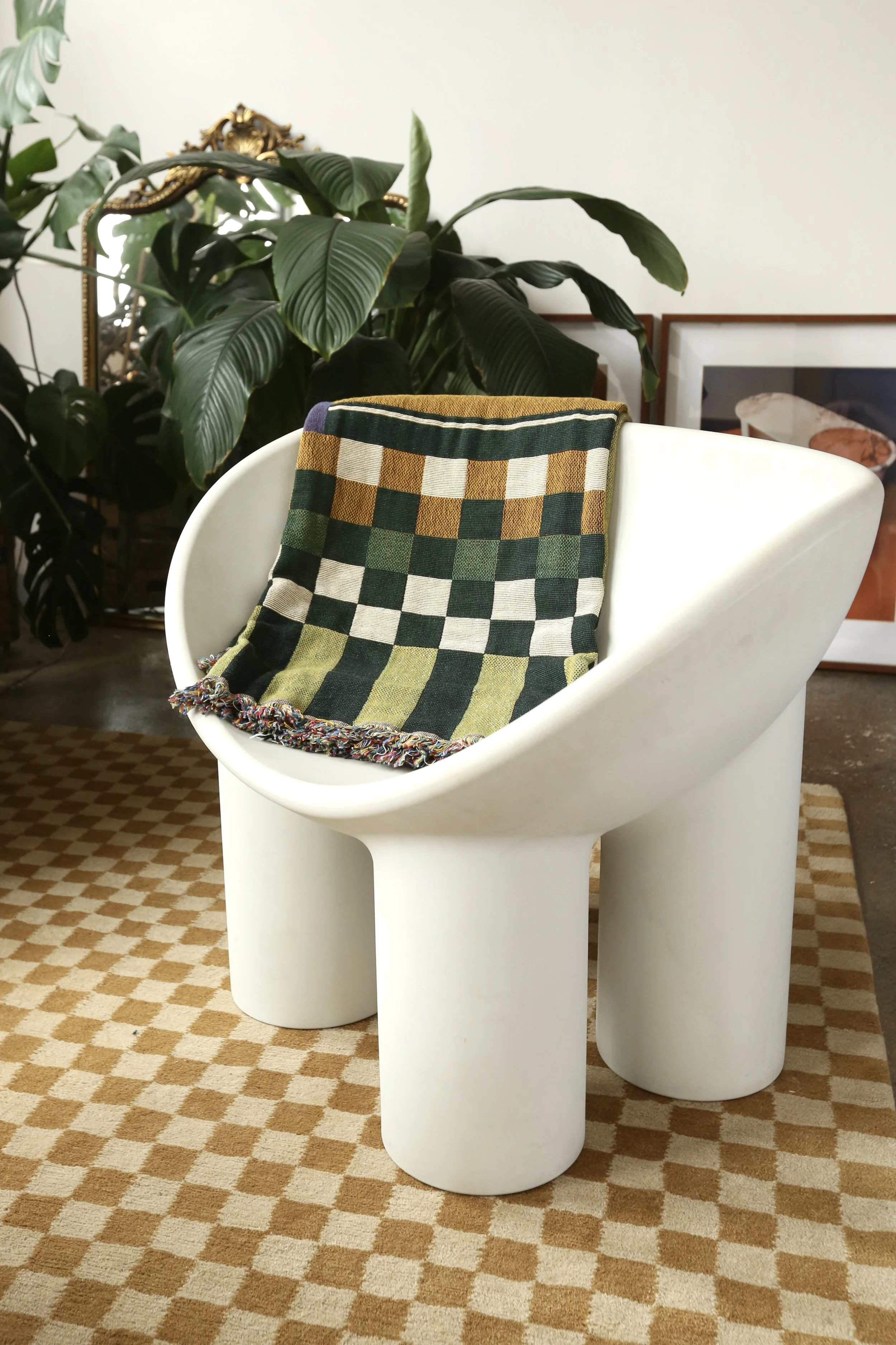 Chex Mix Checkered Checkerboard Colorful Blanket by Calhoun & Co. in Mermaid Purple Green Gold