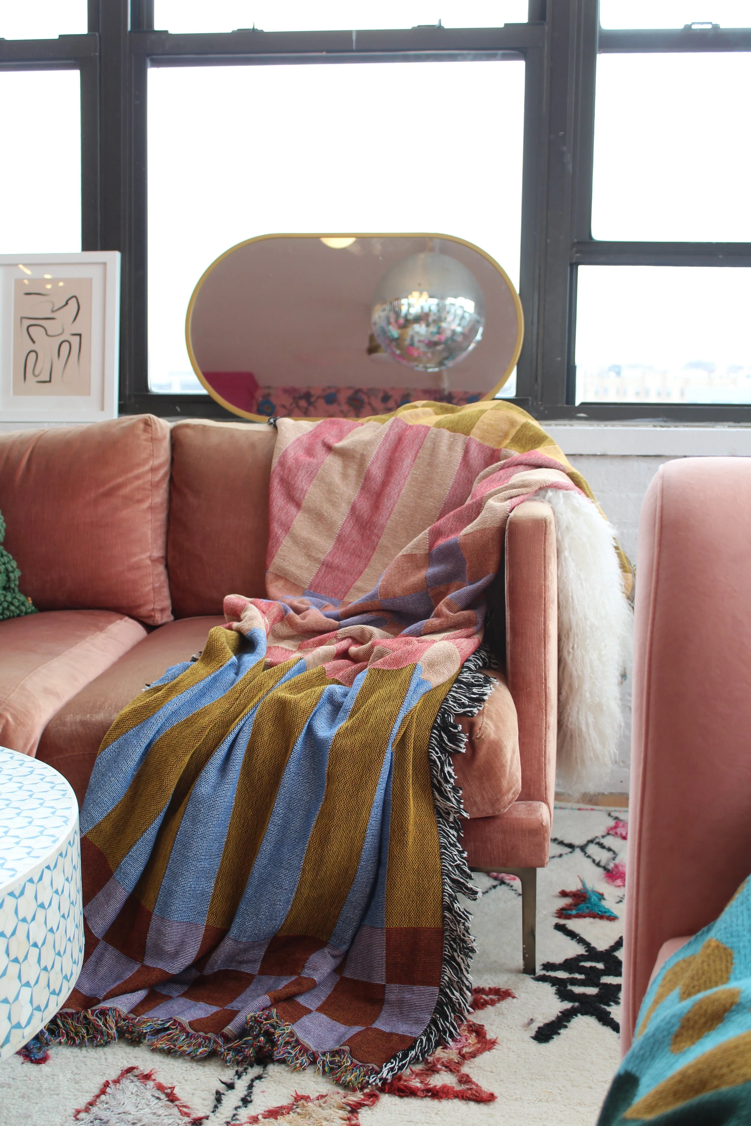 Checkered Stripe Fort Tilden Tapestry Blanket IMG_6104.JPG