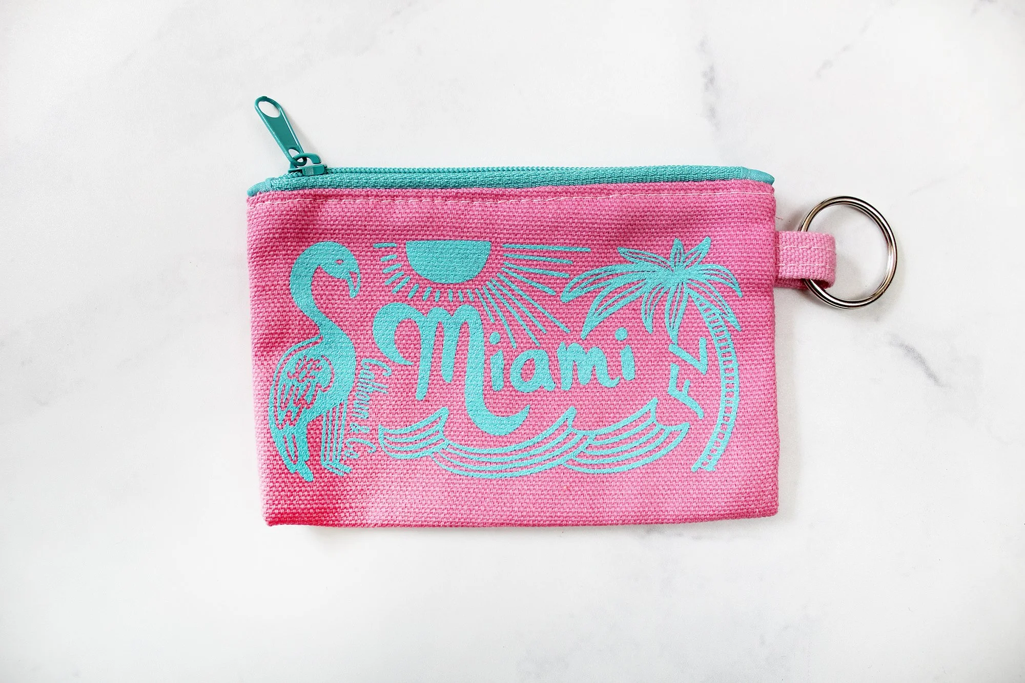 Miami Floria Print Flamingo Pink Palm Trees Sunshine Beach Wallet by Calhoun & Co.