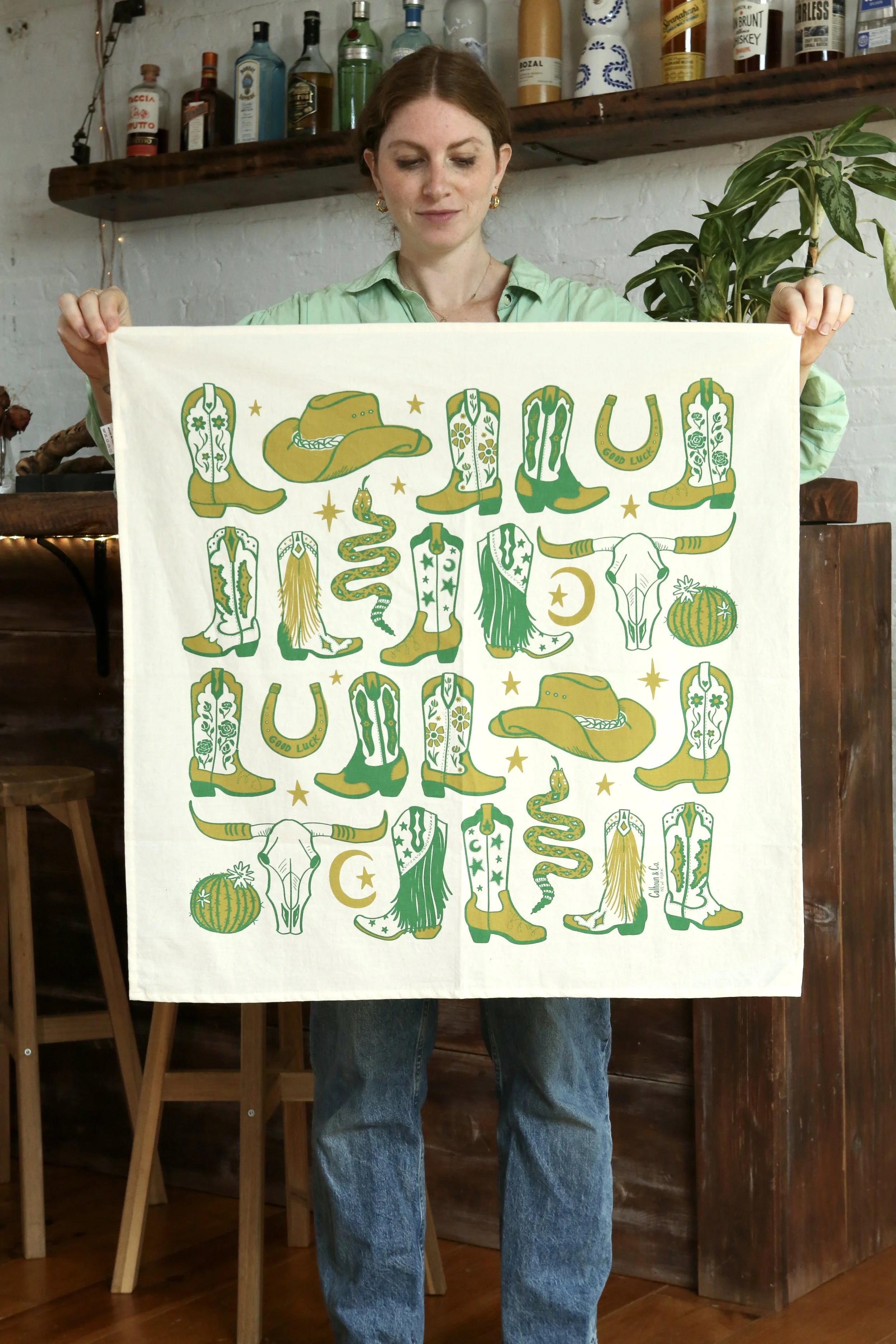 Howdy Cowgirl Tea Towel in Cactus MGP_4239.JPG