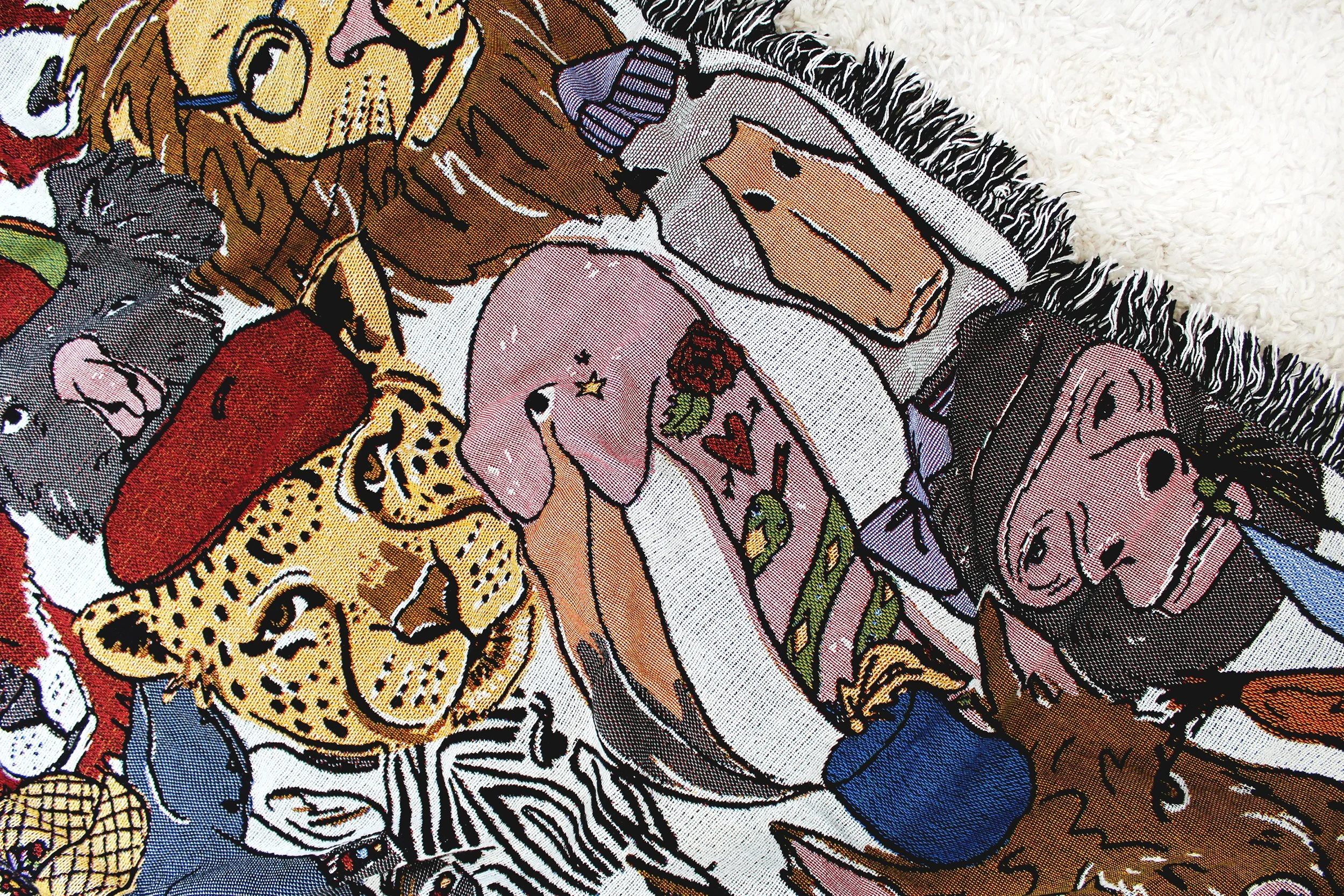 Zoo Animal Print Throw Blanket by Calhoun & Co. Leopard Panda Fox  Flamingo