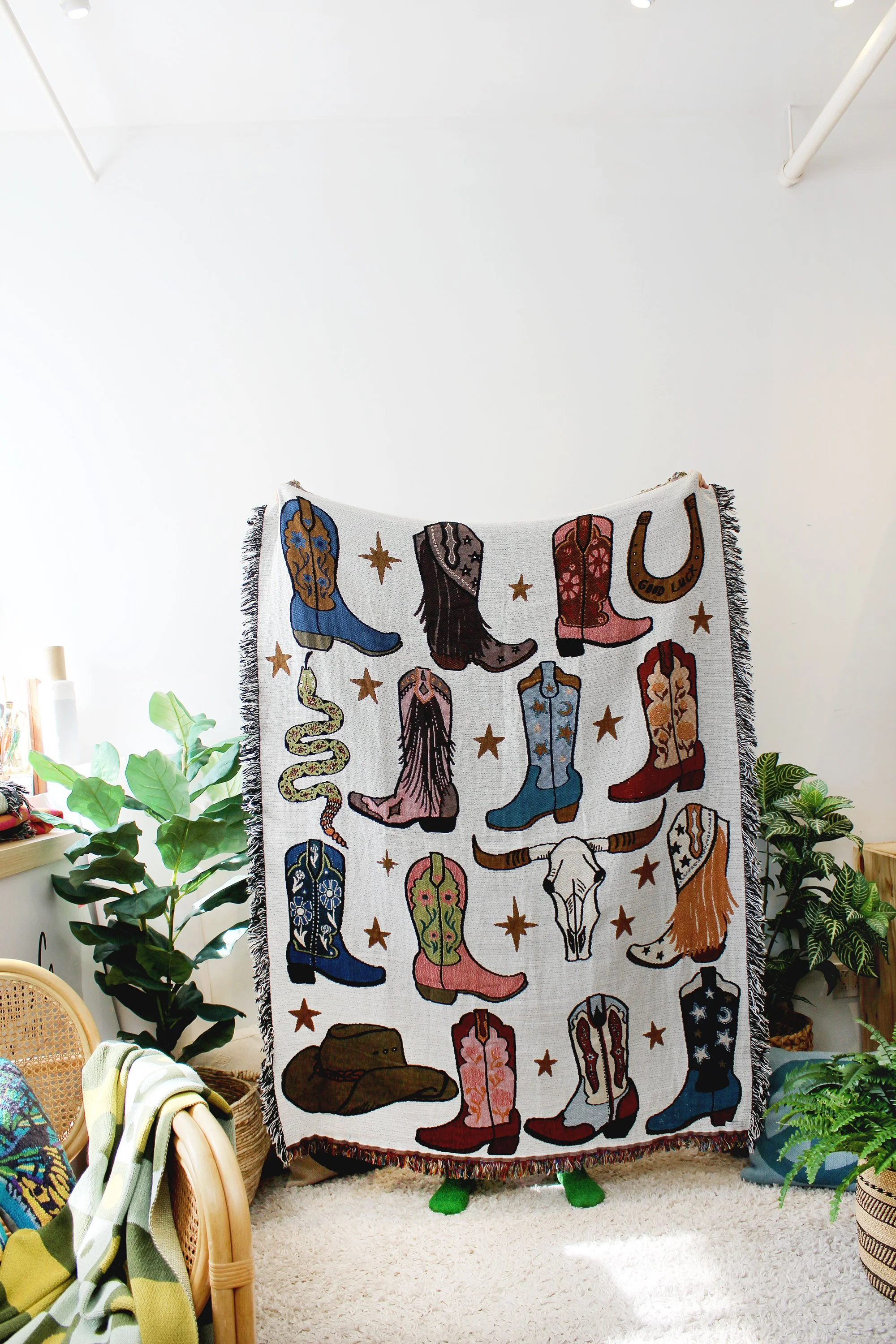 Howdy Cowgirl Tapestry Blanket IMG_6795.JPG