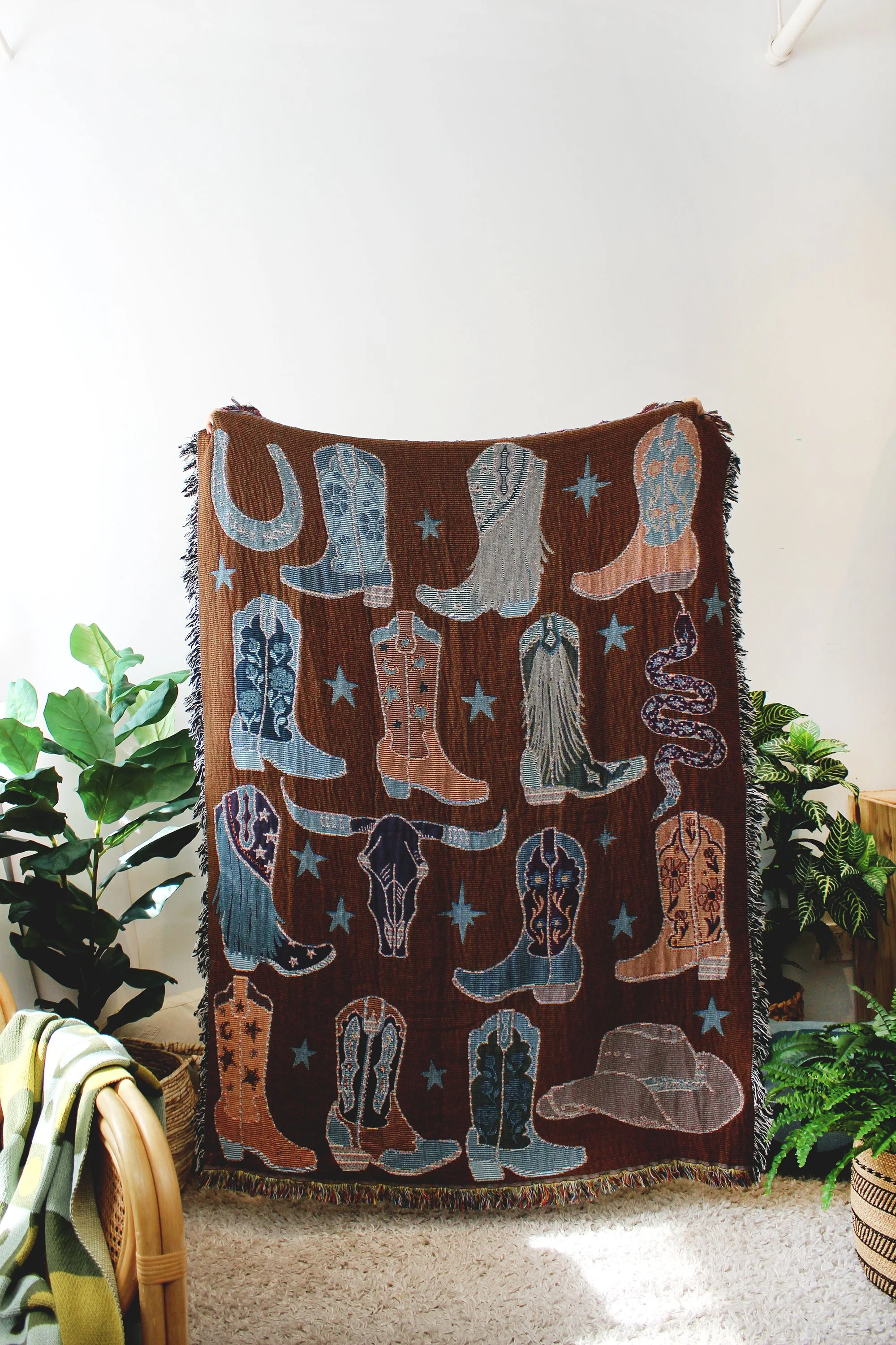 Howdy Cowgirl Tapestry Blanket IMG_6800.JPG
