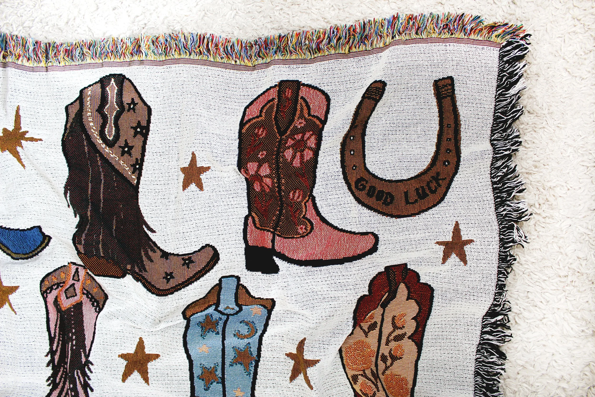 Howdy Cowgirl Tapestry Blanket IMG_6869.JPG