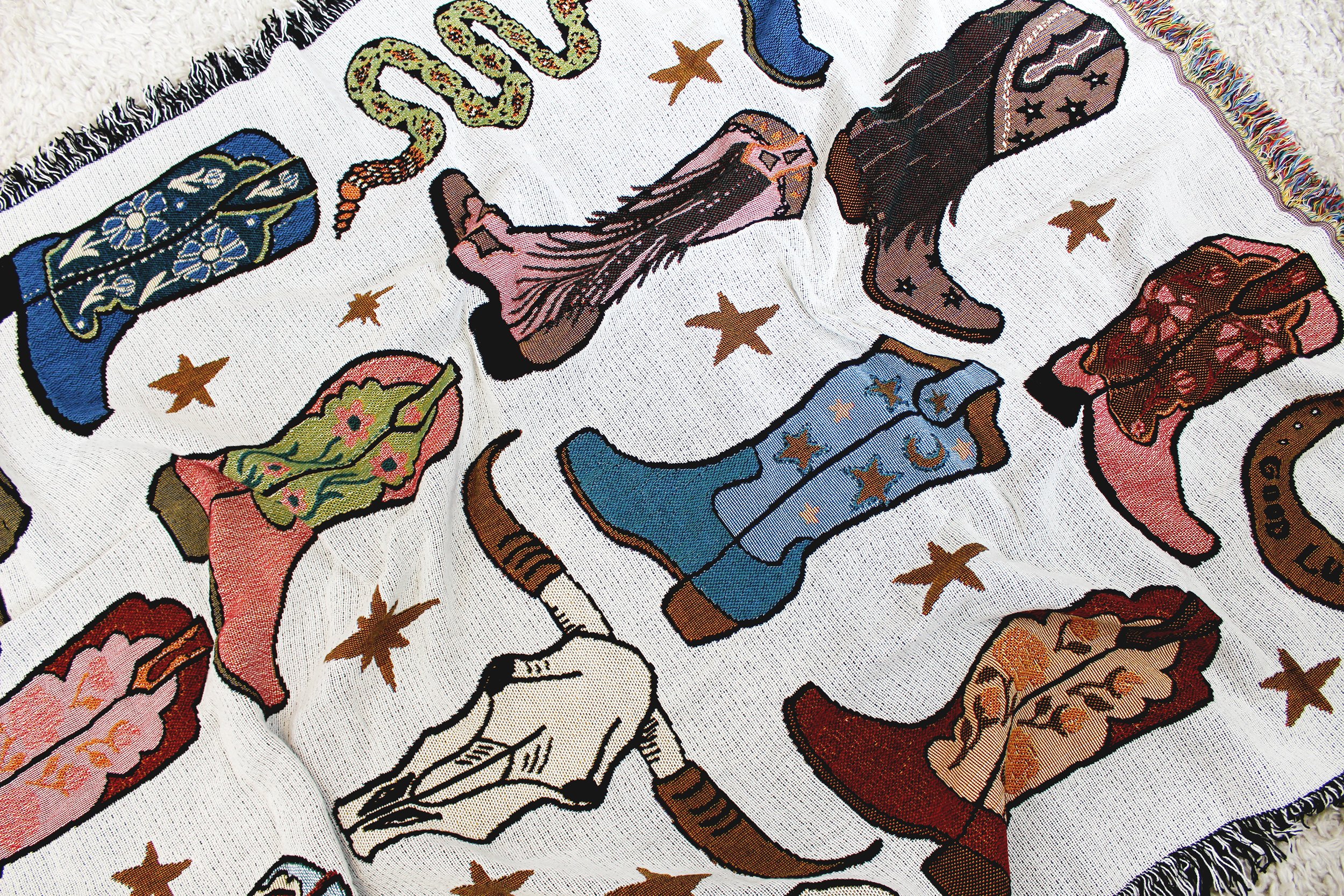 Howdy Cowgirl Tapestry Blanket IMG_6870.JPG