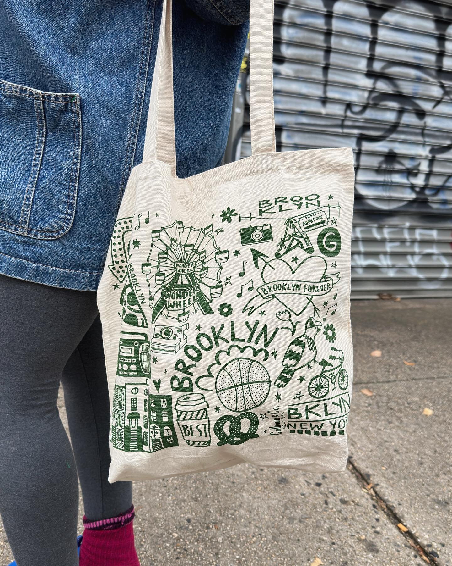 Brooklyn Tote Bag Toting Around in Brooklyn, New York. 🗽 This style, along with a few more available at our booth in Union Square and online 🎄