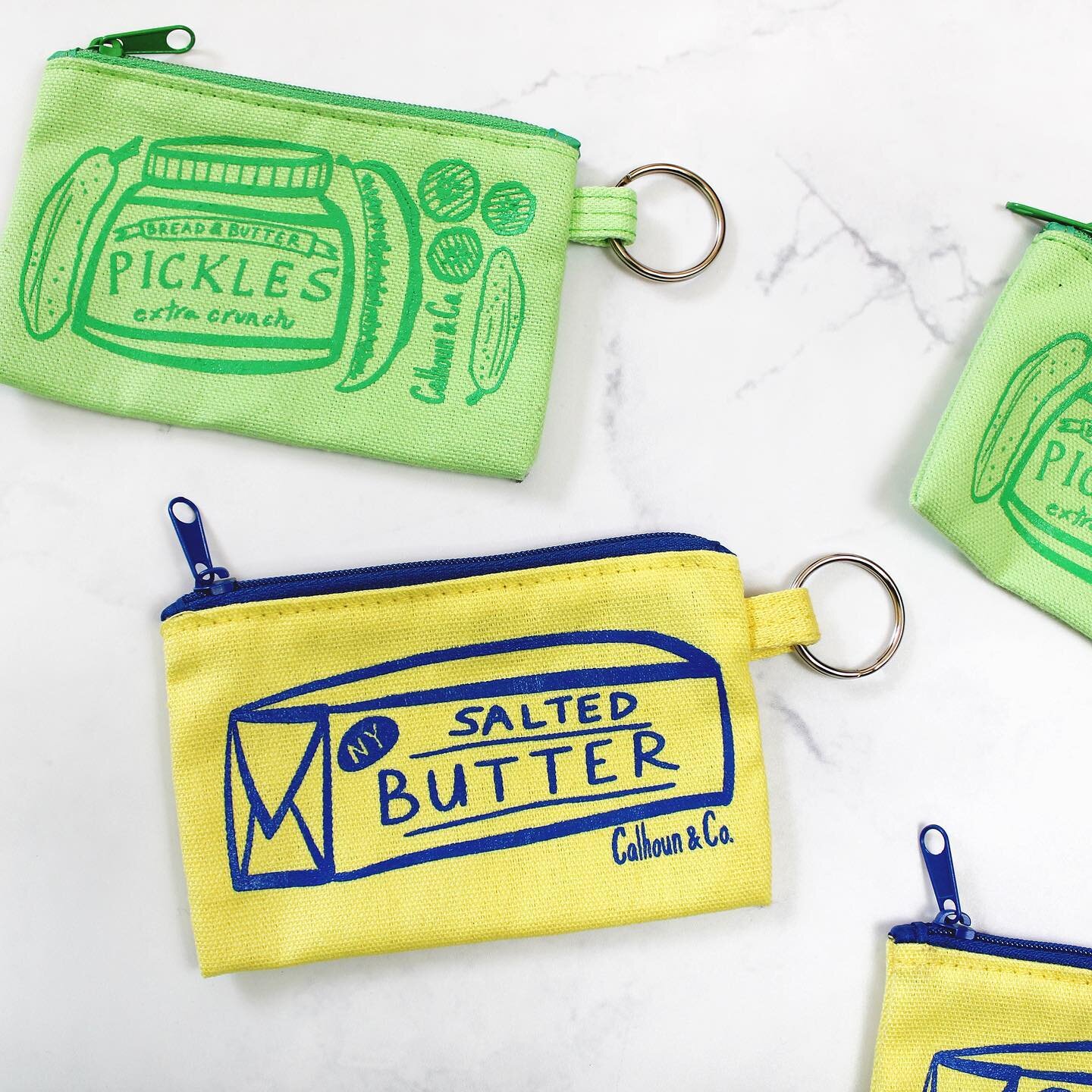 🧈🥒 🫶 keyring card pouches&hellip;. Some foodie favorites brought to you by pregnancy cravings. Available online and at our booth in union square. Open until 4 pm on Dec 24! @urbanspacemarkets @kewl_street