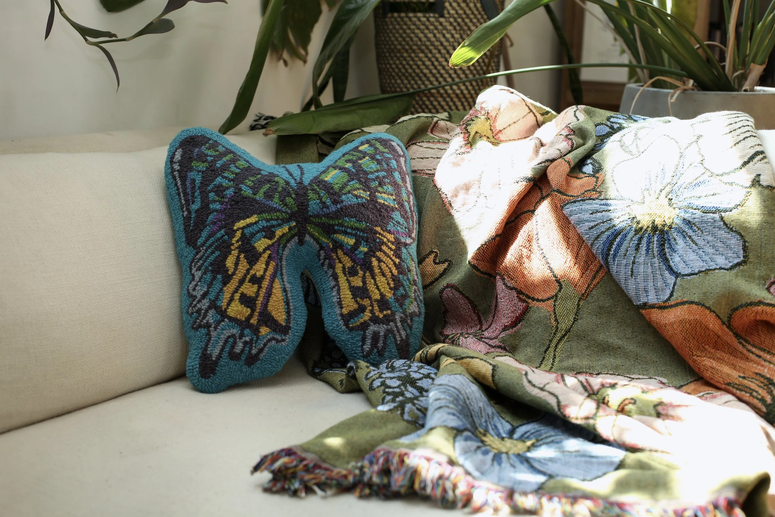 Blue Butterfly Hook Pillow — Calhoun