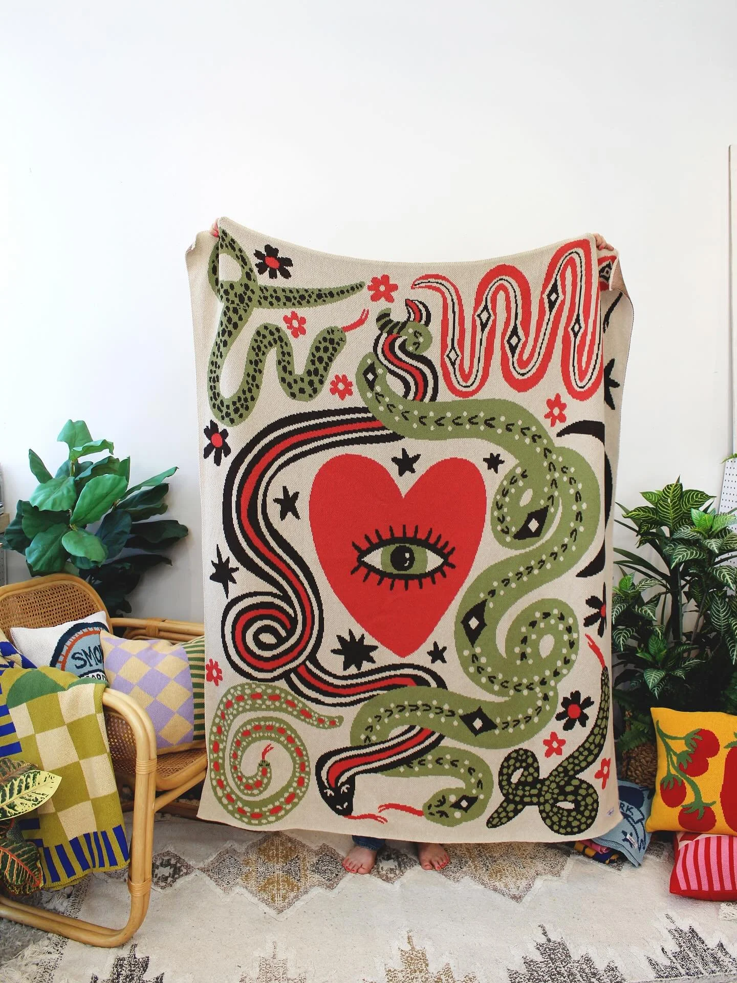 Snake heart knit blanket 🐍❤️ new styles sssssslowly making their way onto the website
