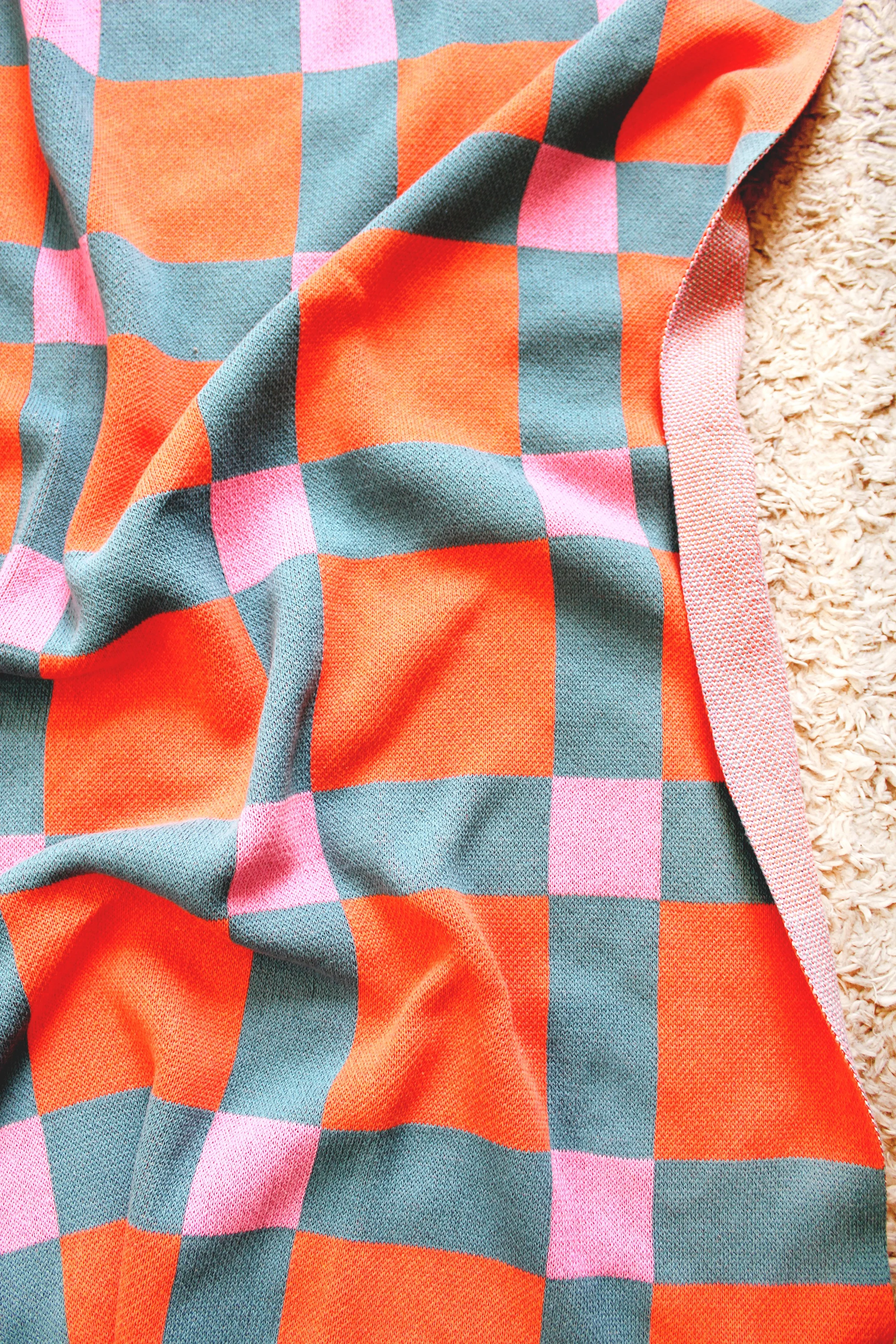 Knit Blanket - GINGHAM KNIT BLANKET in PAPAYA TARTIMG_2707.JPG