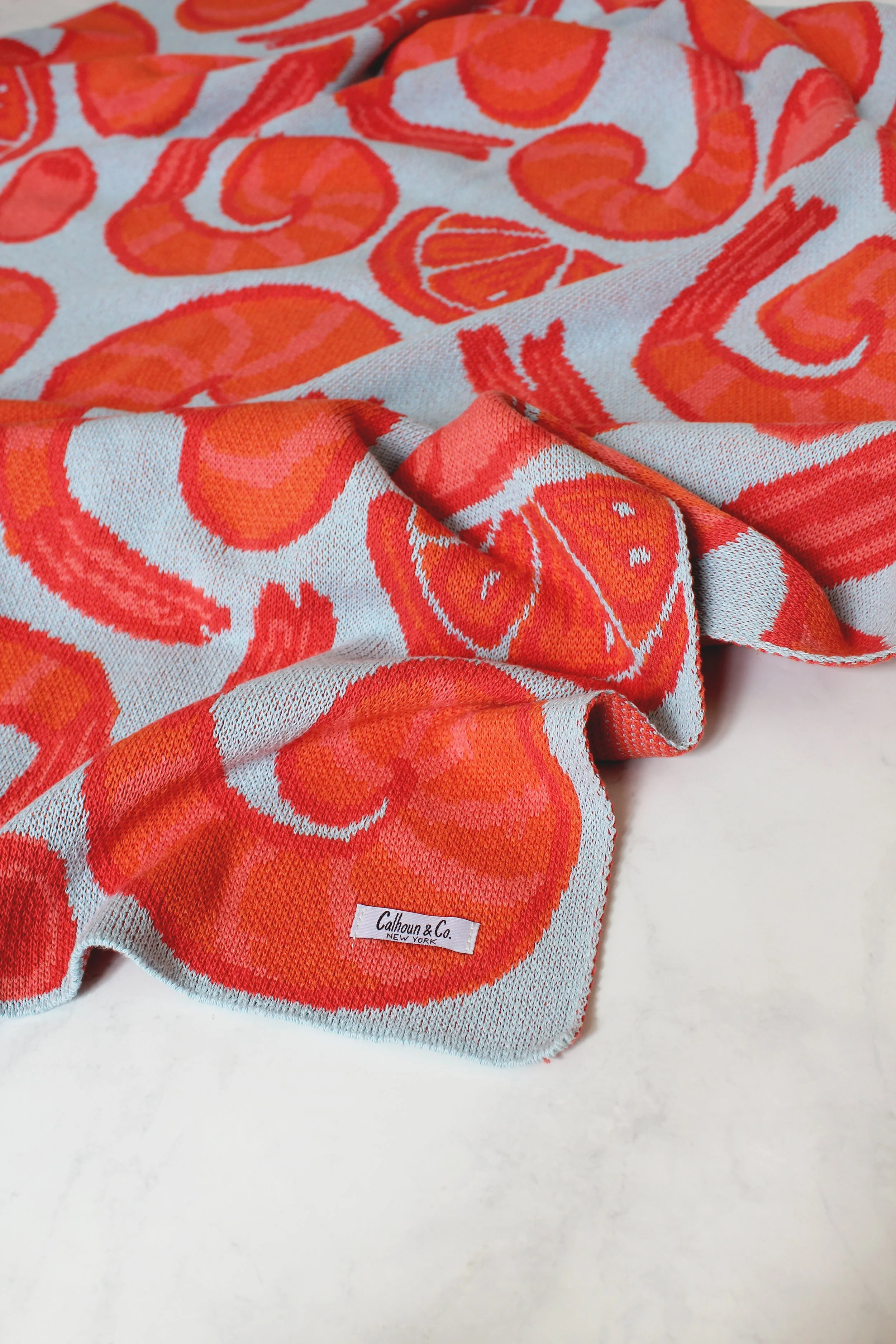 Knit Blanket - Shrimp Cocktail Chilled Blue IMG_7973.JPG