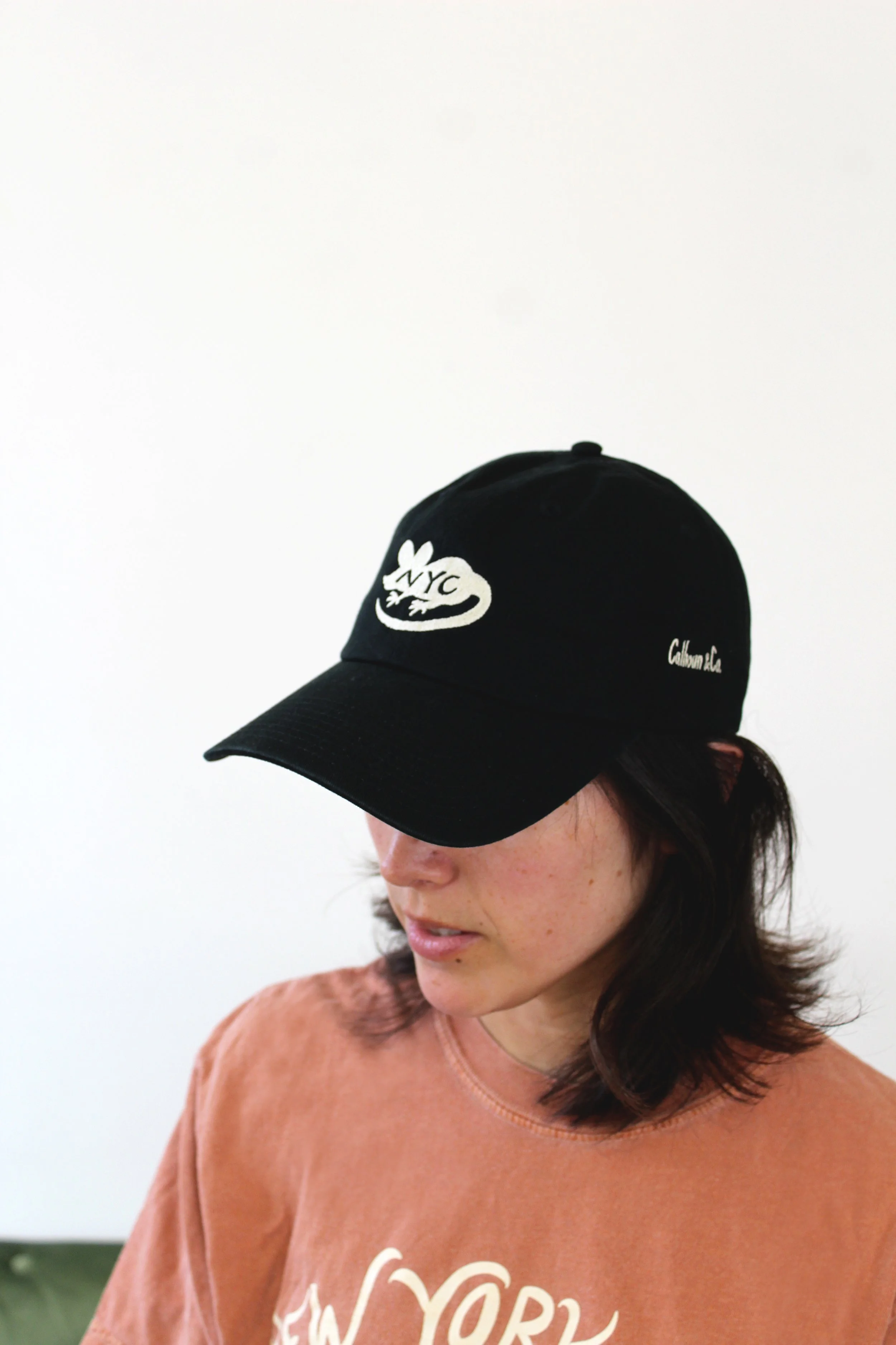 NYC Rat Hat by Calhoun & Co - Embroidered Black and white hat New York city gifts