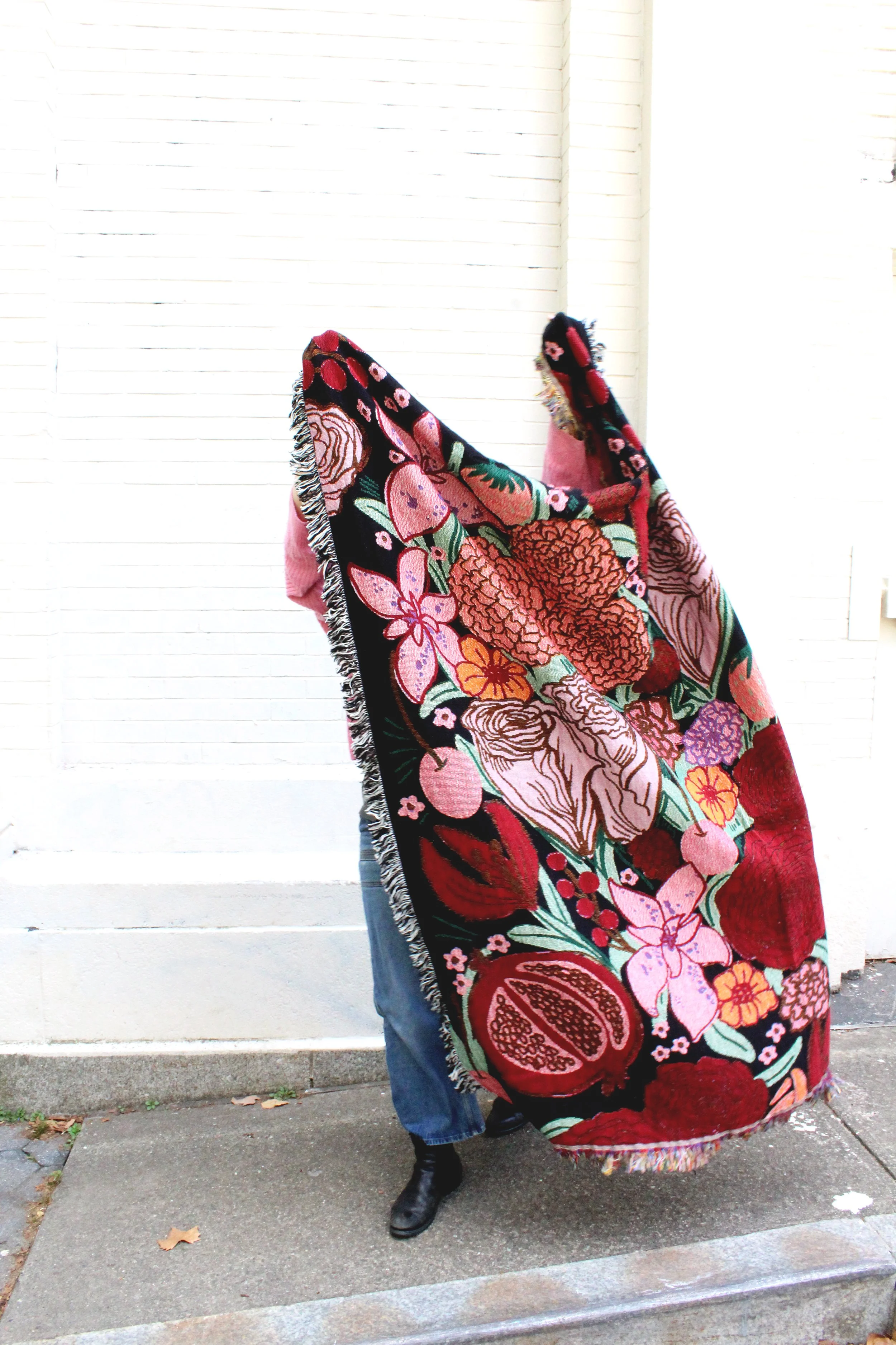 Tapestry Blanket fruity Floral Cherry Berry IMG_0235.JPG
