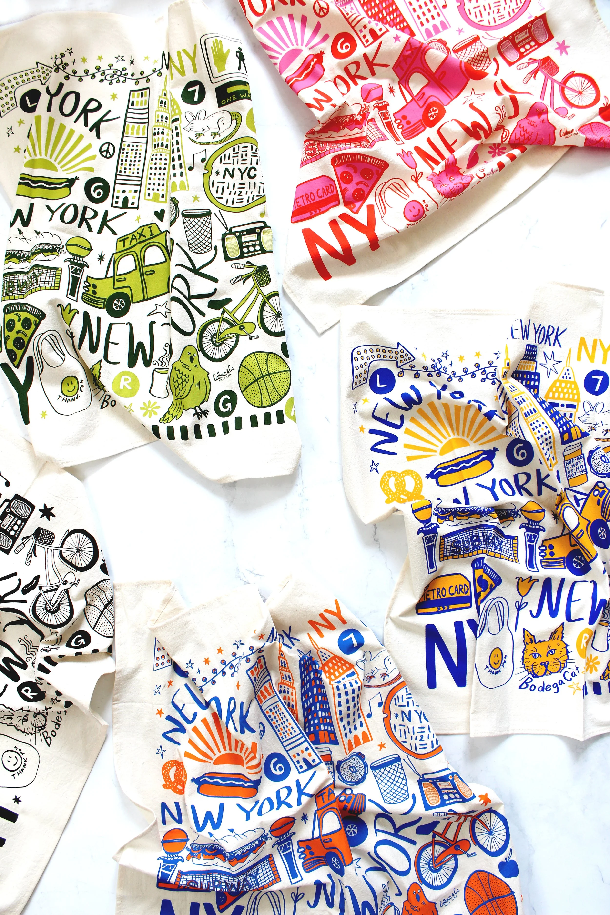 NEW YORK SCREEN PRINTED TEA TOWEL