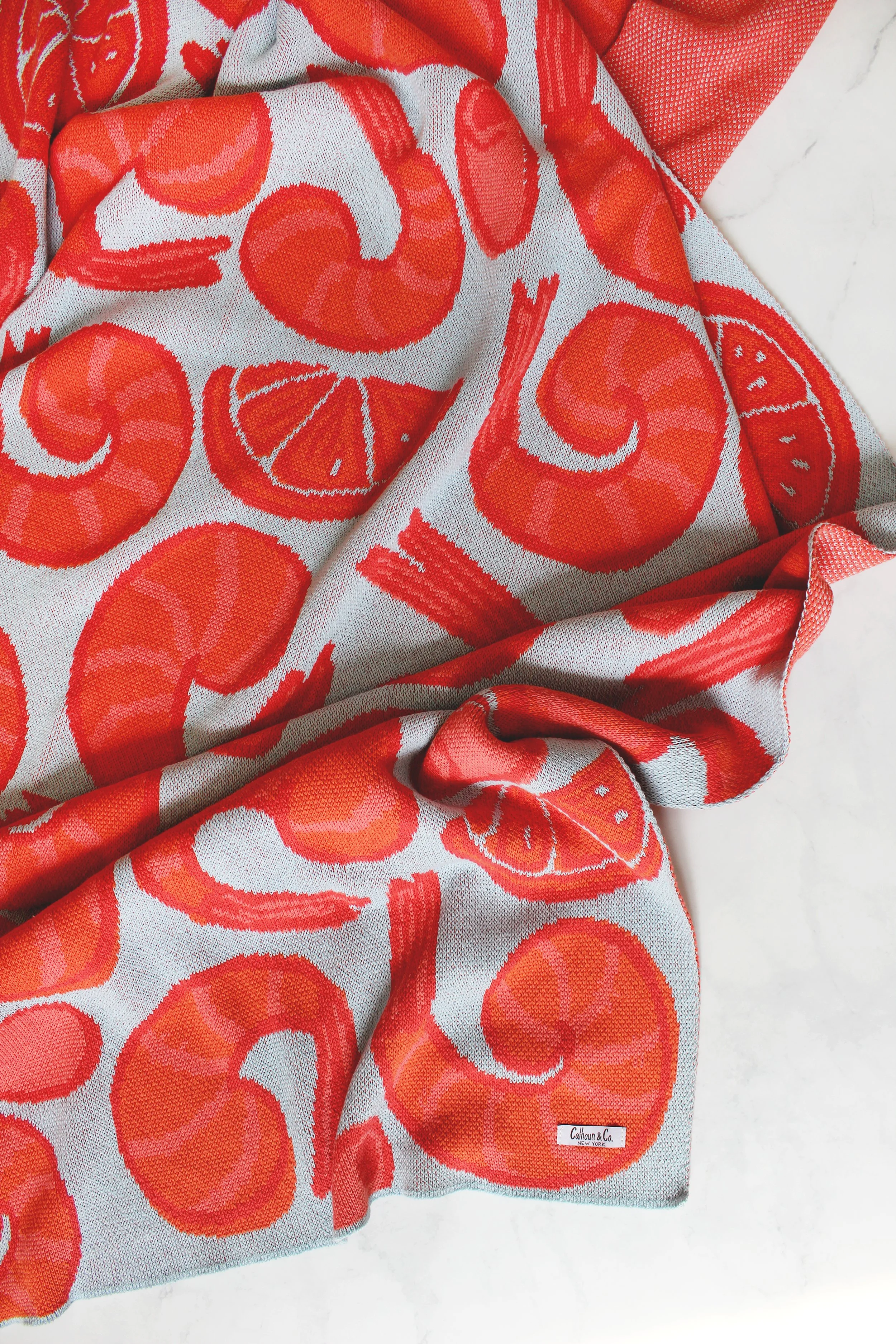 Knit Blanket - Shrimp Cocktail Chilled Blue IMG_7972.JPG