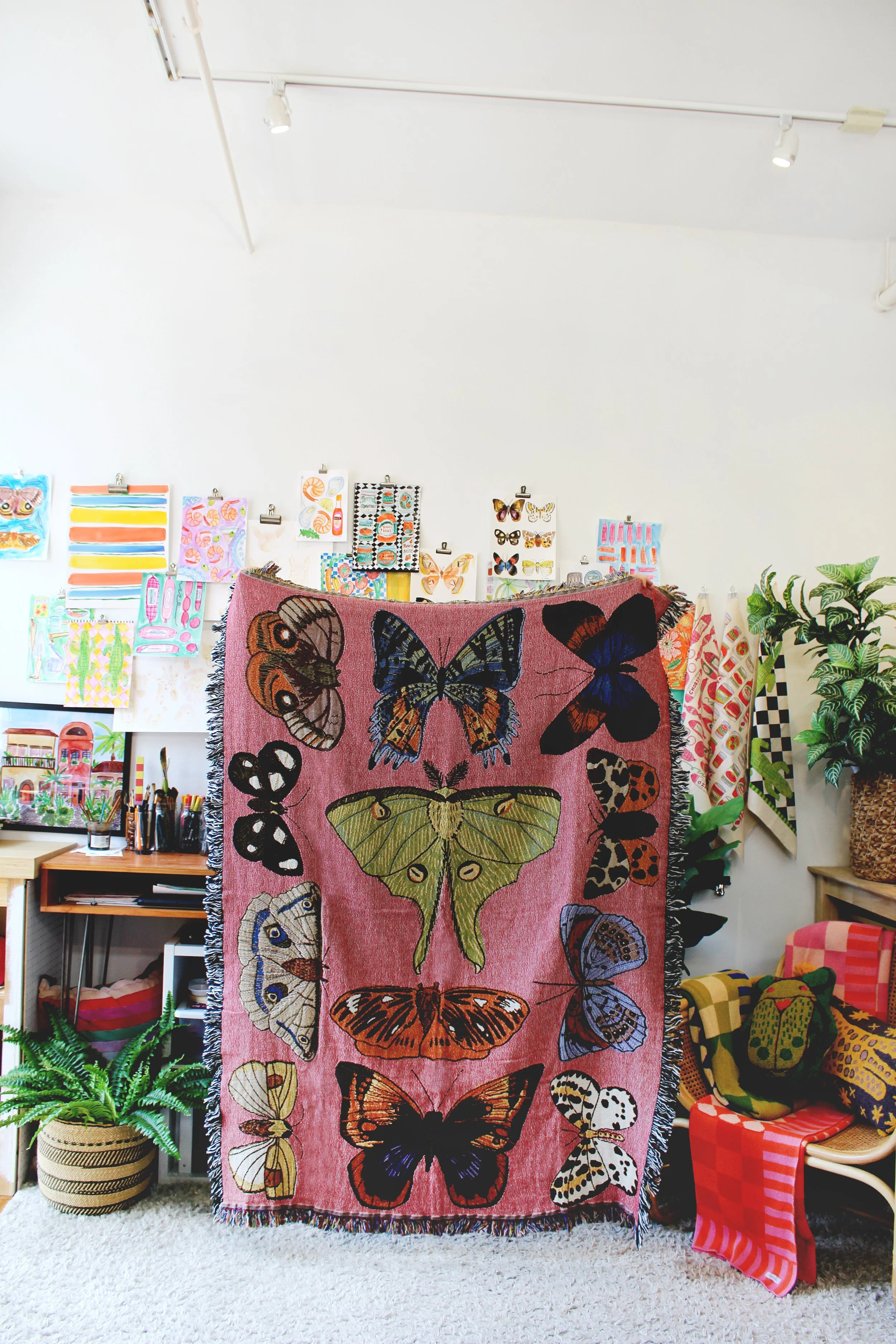 Tapestry Blankets - Moth Stilllife on PinkIMG_7449.JPG