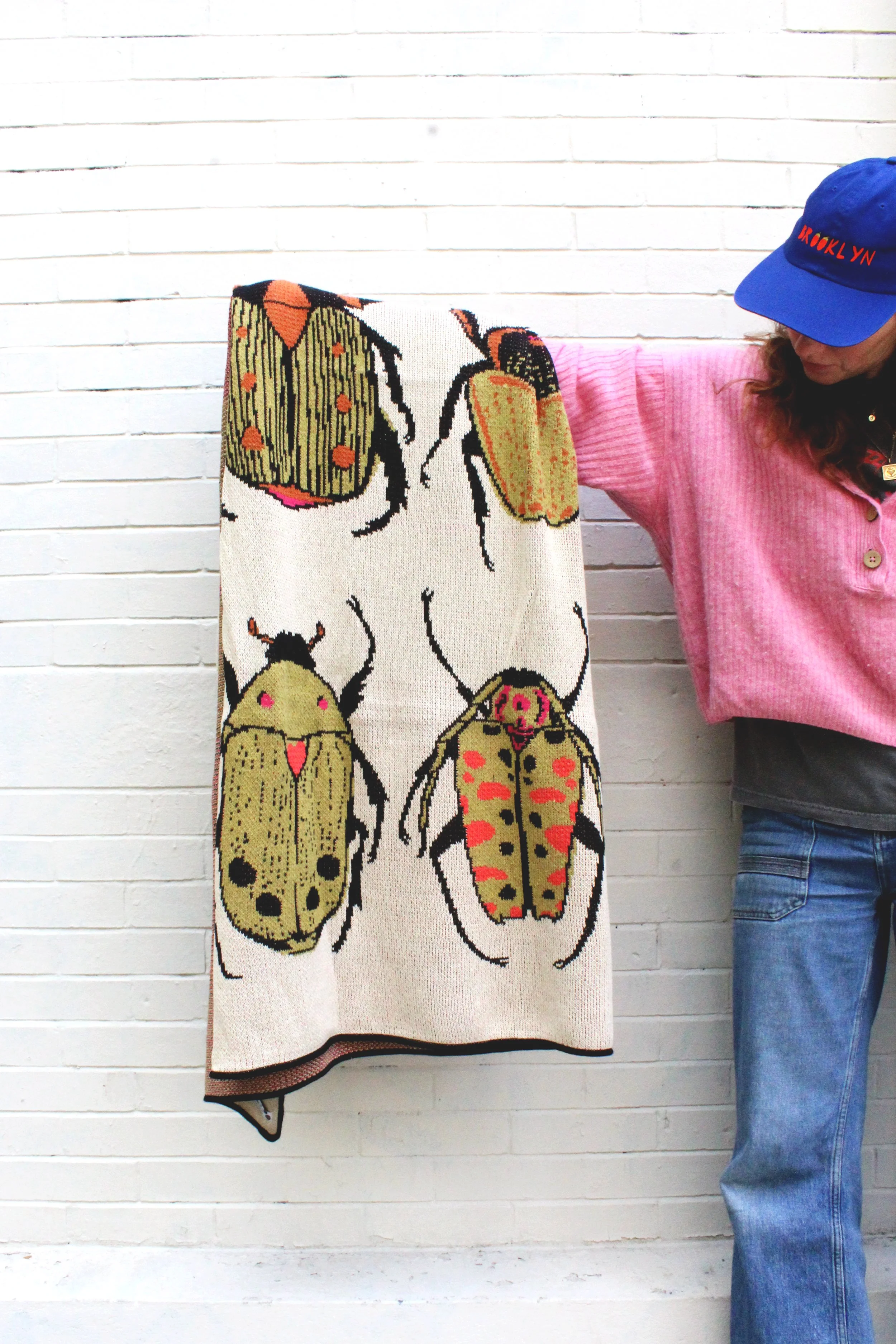 Beetle Knit Blanket by Calhoun & Co. Beetles Print Cozy Home Decor New York