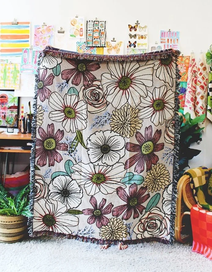 Pastel Garden Tapestry Blanket