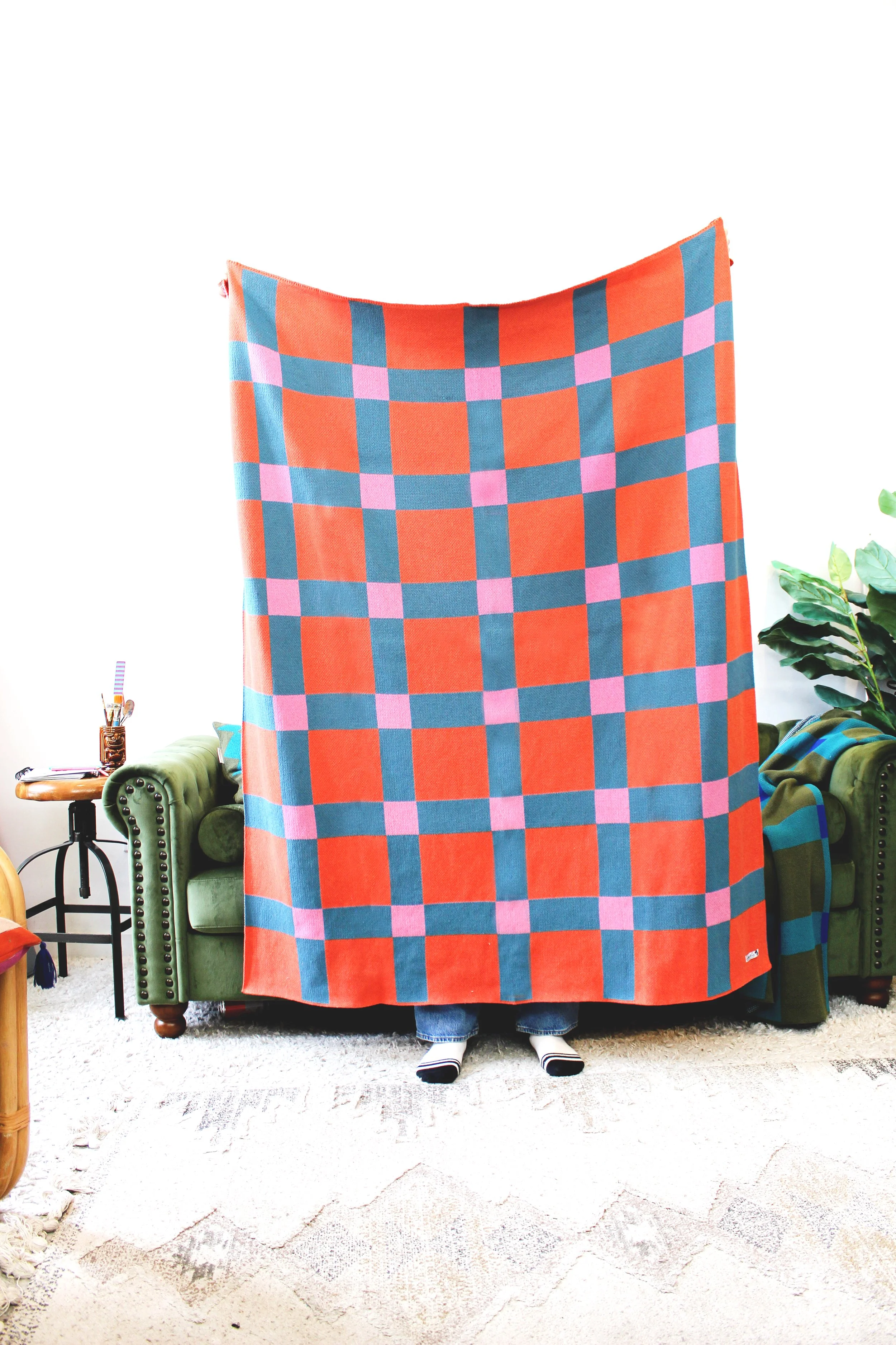 Knit Blanket - GINGHAM KNIT BLANKET in PAPAYA TARTIMG_2657.JPG